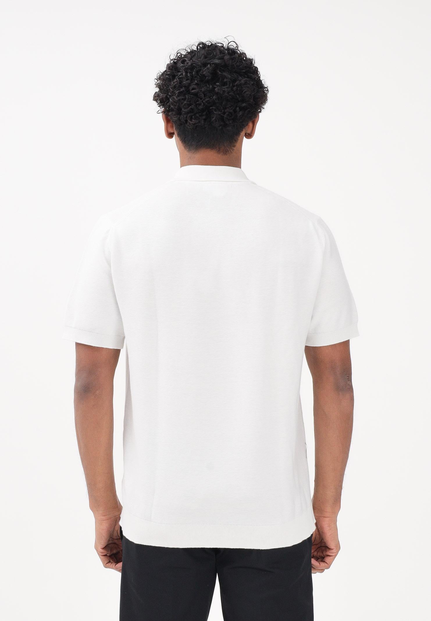 LACOSTE Polo a manica corta bianca da uomo in maglia bouclé AH1043 70V LACOSTE
