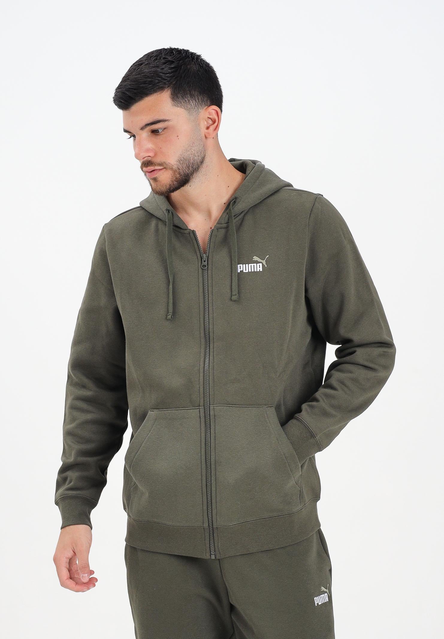 PUMA Felpa con zip Essentials verde da uomo 691657 70 PUMA