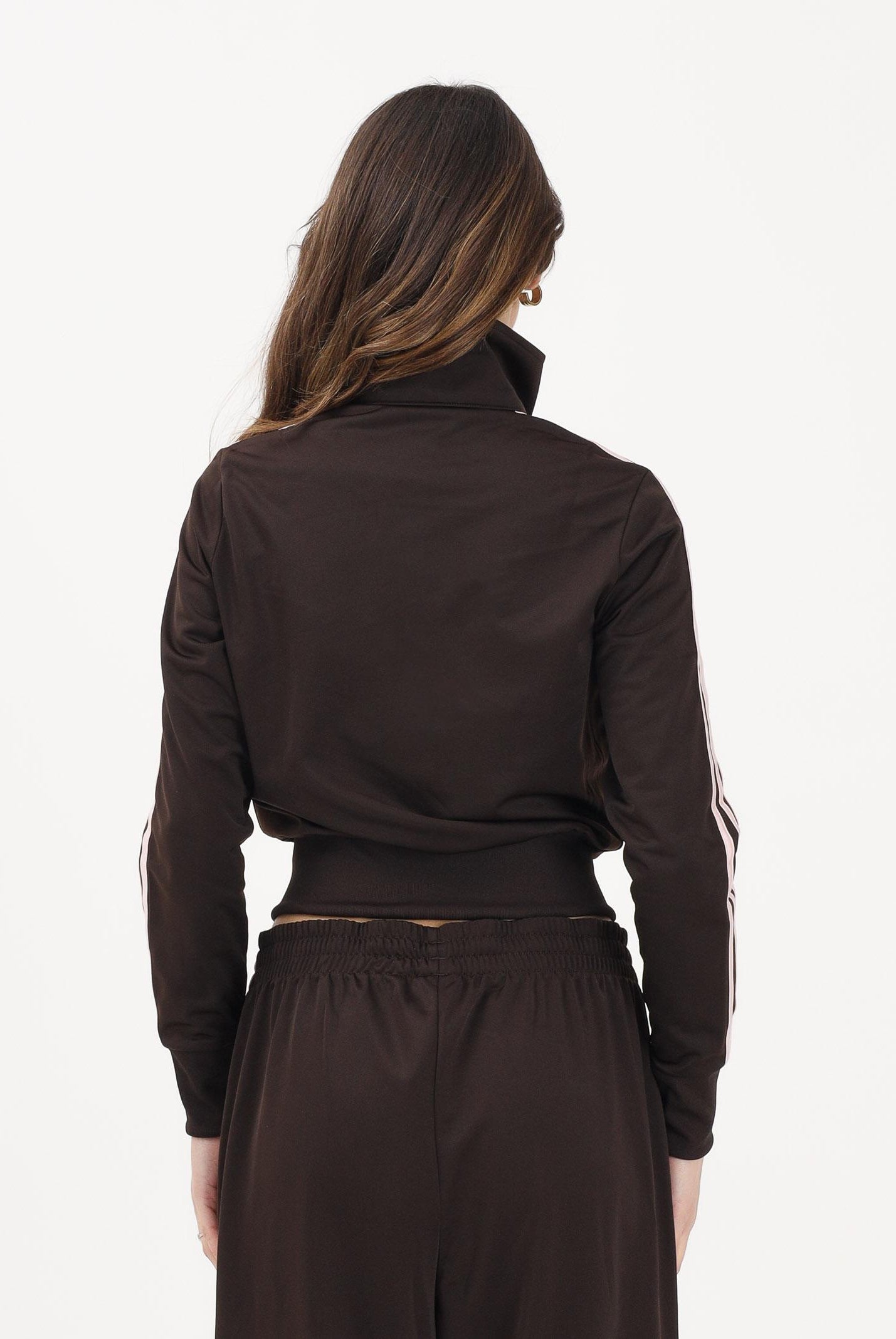 ADIDAS ORIGINALS Felpa con zip Adicolor Classic Firebird marrone e rosa da donna KC6572 . ADIDAS ORIGINALS