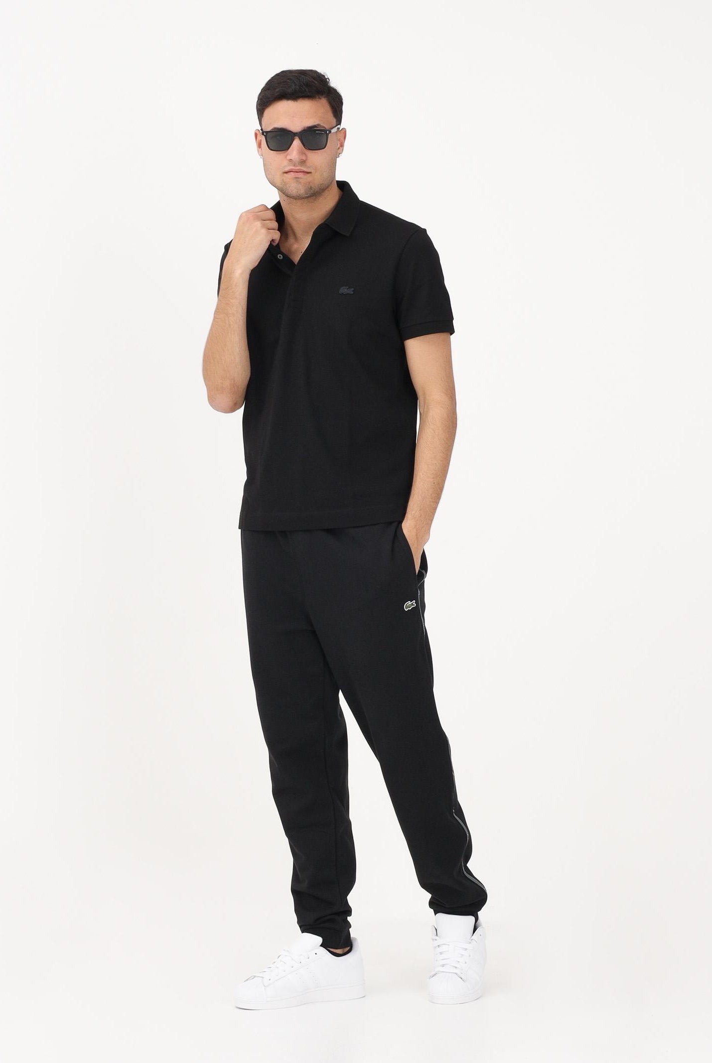 LACOSTE Pantalone sportivo nero da uomo con rifiniture laterali logate XH0883 031 LACOSTE
