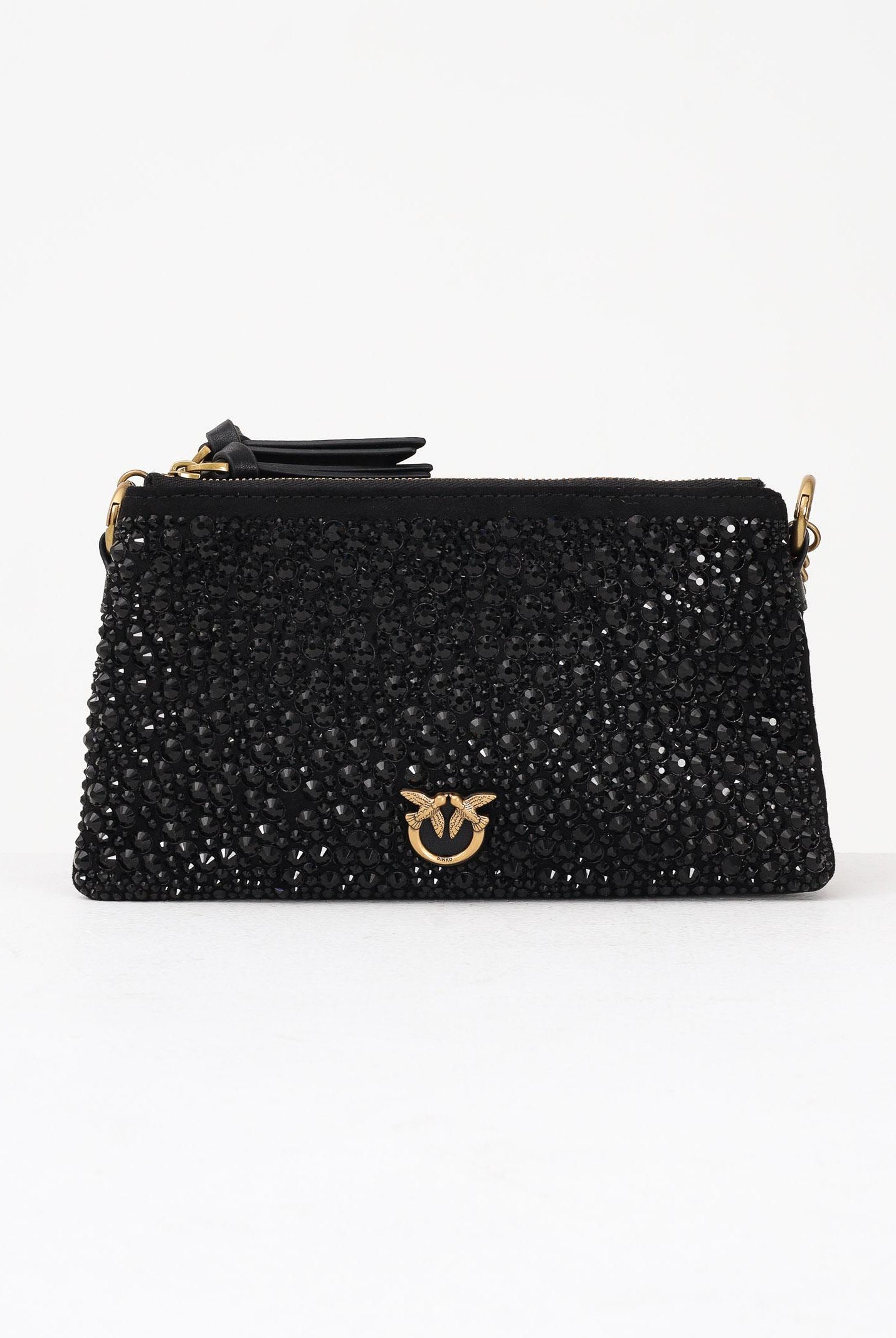 PINKO Borsetta Mini Double full strass nera da donna 105359A2WF Z99Q PINKO