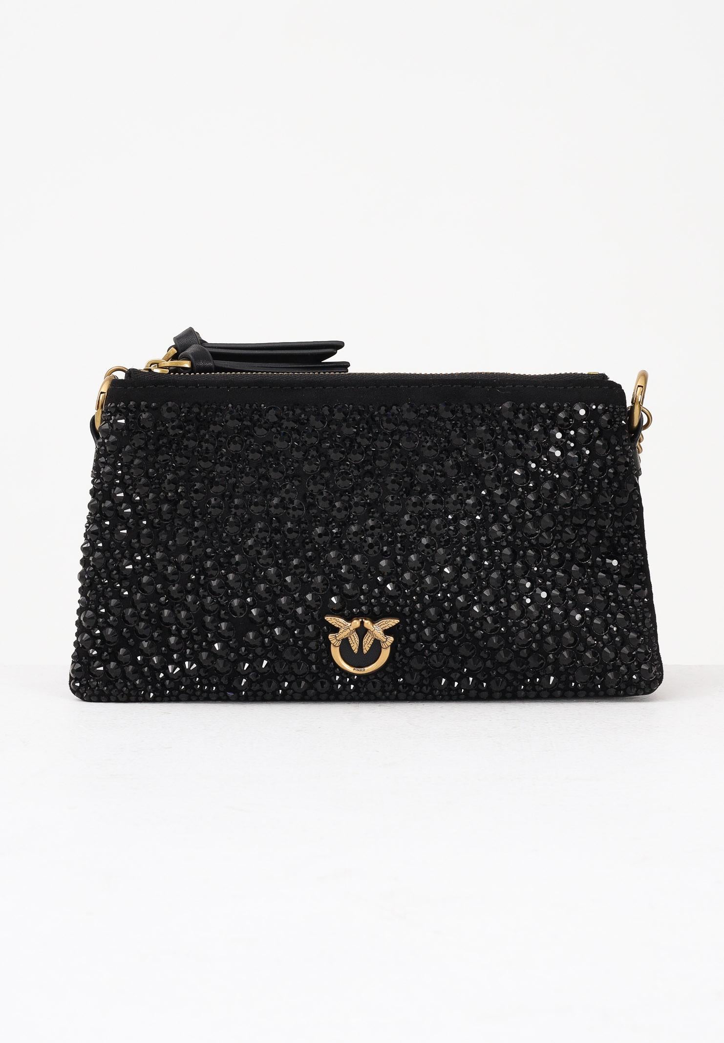 PINKO Borsetta Mini Double full strass nera da donna 105359A2WF Z99Q PINKO