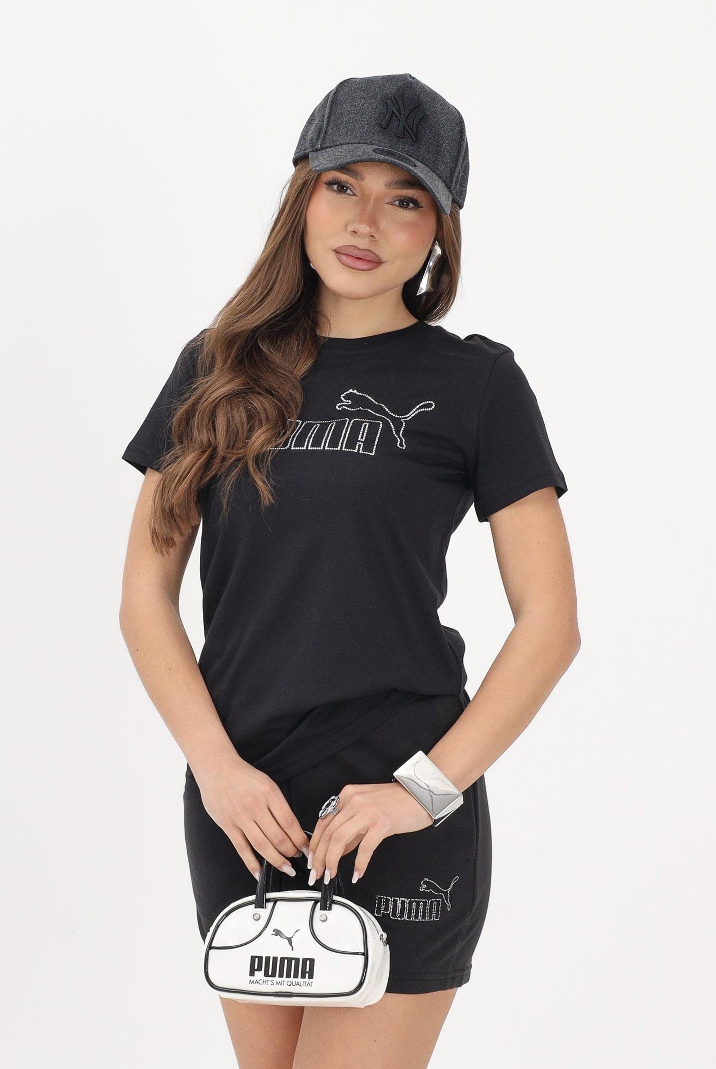 PUMA T-shirt a manica corta ESS Rhinestone nera da donna 693519 01 PUMA