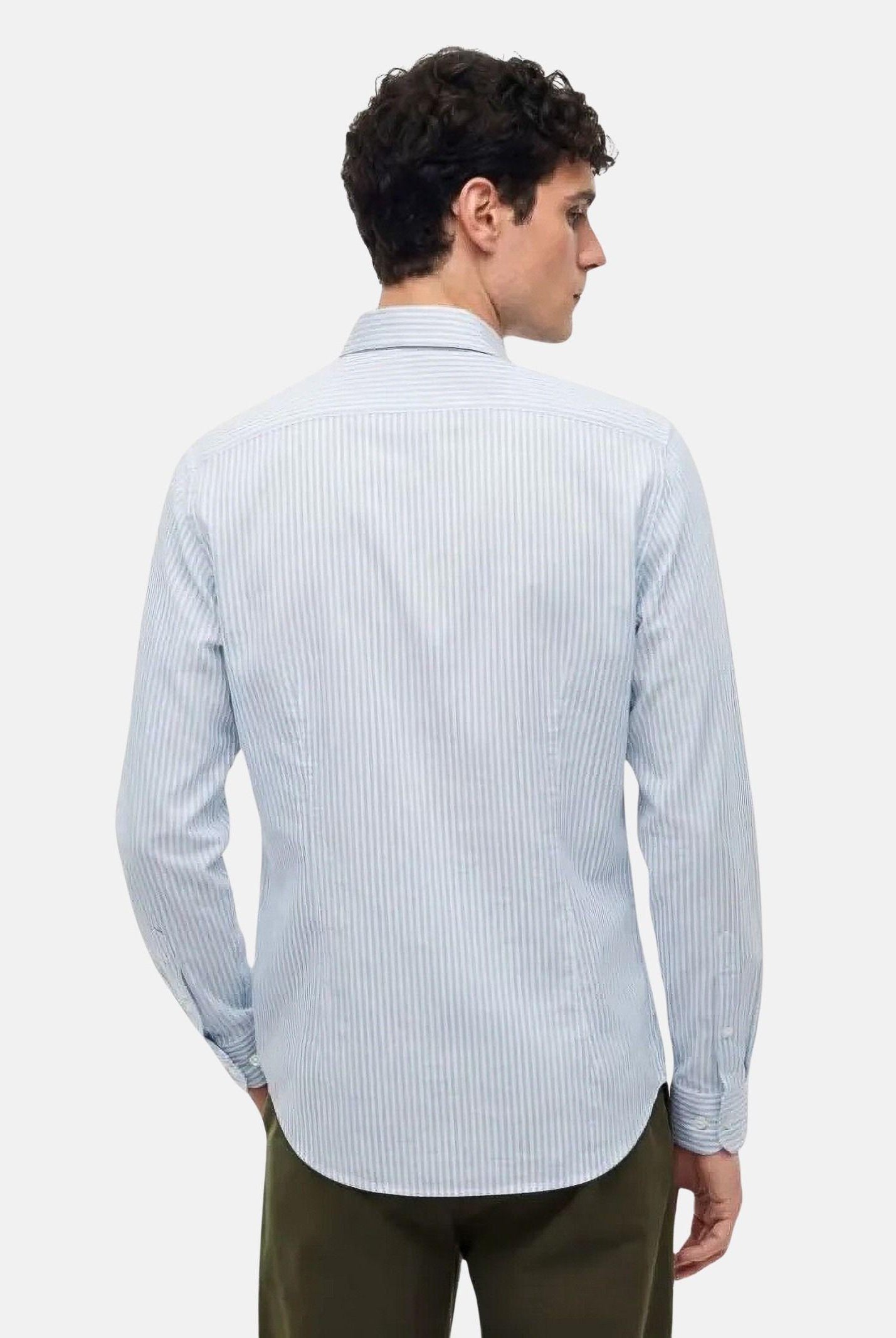TOMMY HILFIGER camicia Smart Casual Slim Fit Stripe Shirt cloudy blue white azzurro e bianco, colore basico azzurro, uomo. MW0MW42722 C14 TOMMY HILFIGER