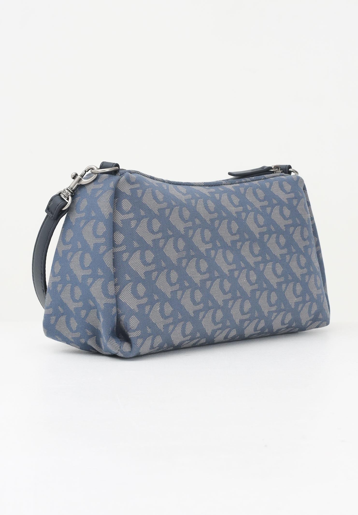 CALVIN KLEIN Borsa a spalla blu indaco da donna in tessuto jacquard con stampa monogram LV04K3142G ZYX CALVIN KLEIN