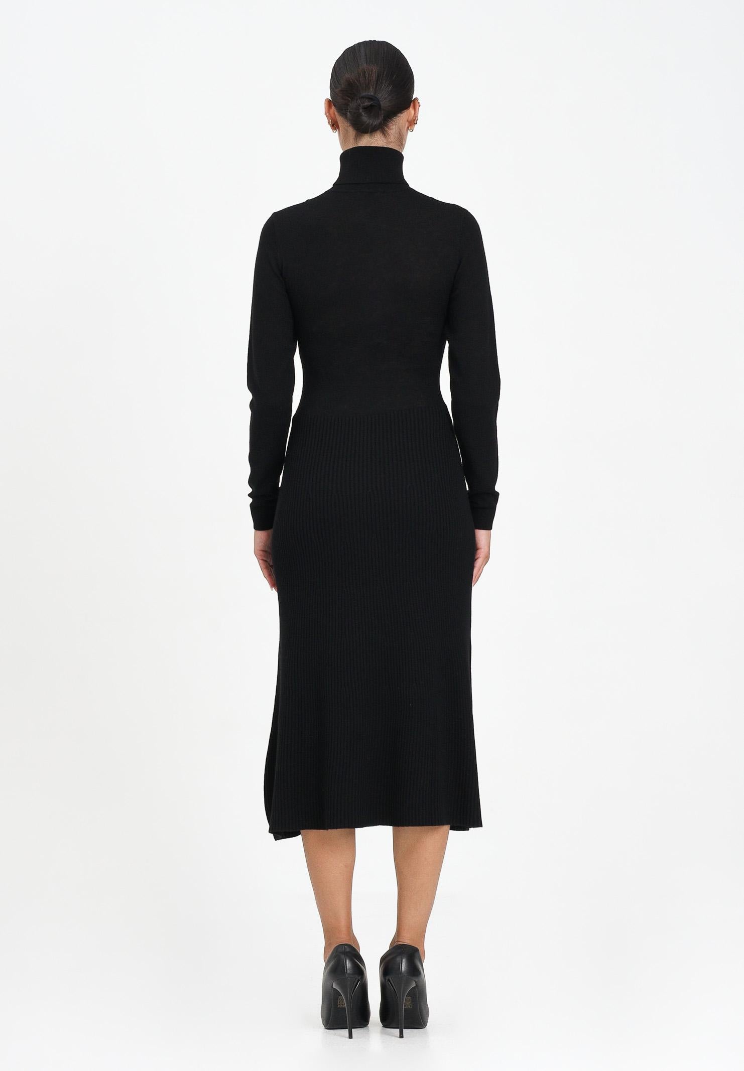 ELISABETTA FRANCHI Abito midi in maglia nera da donna con collo dolcevita AM30S57E2 110 ELISABETTA FRANCHI