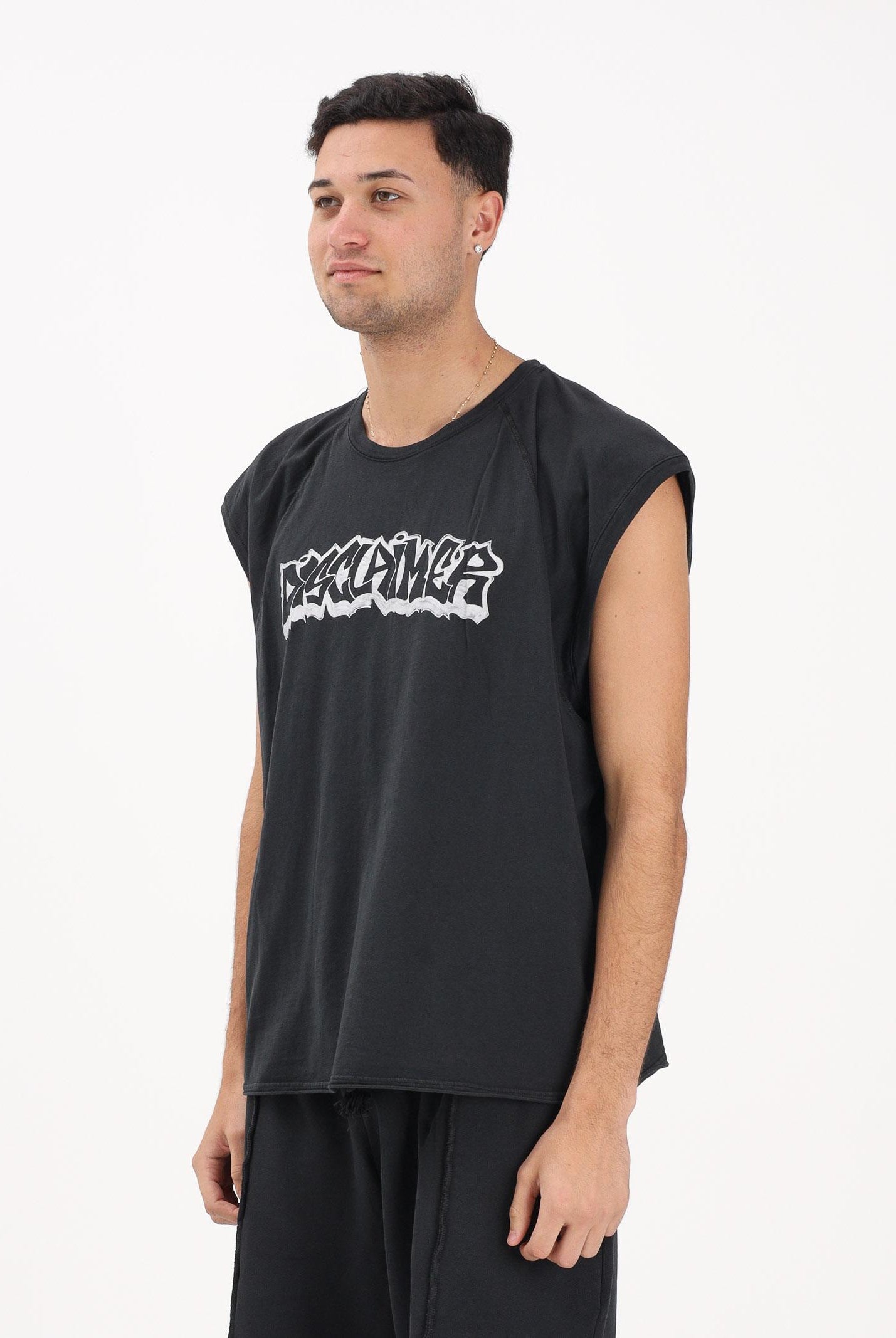 DISCLAIMER T-shirt smanicata grigia da uomo con logo 26EDS55429 NE DISCLAIMER
