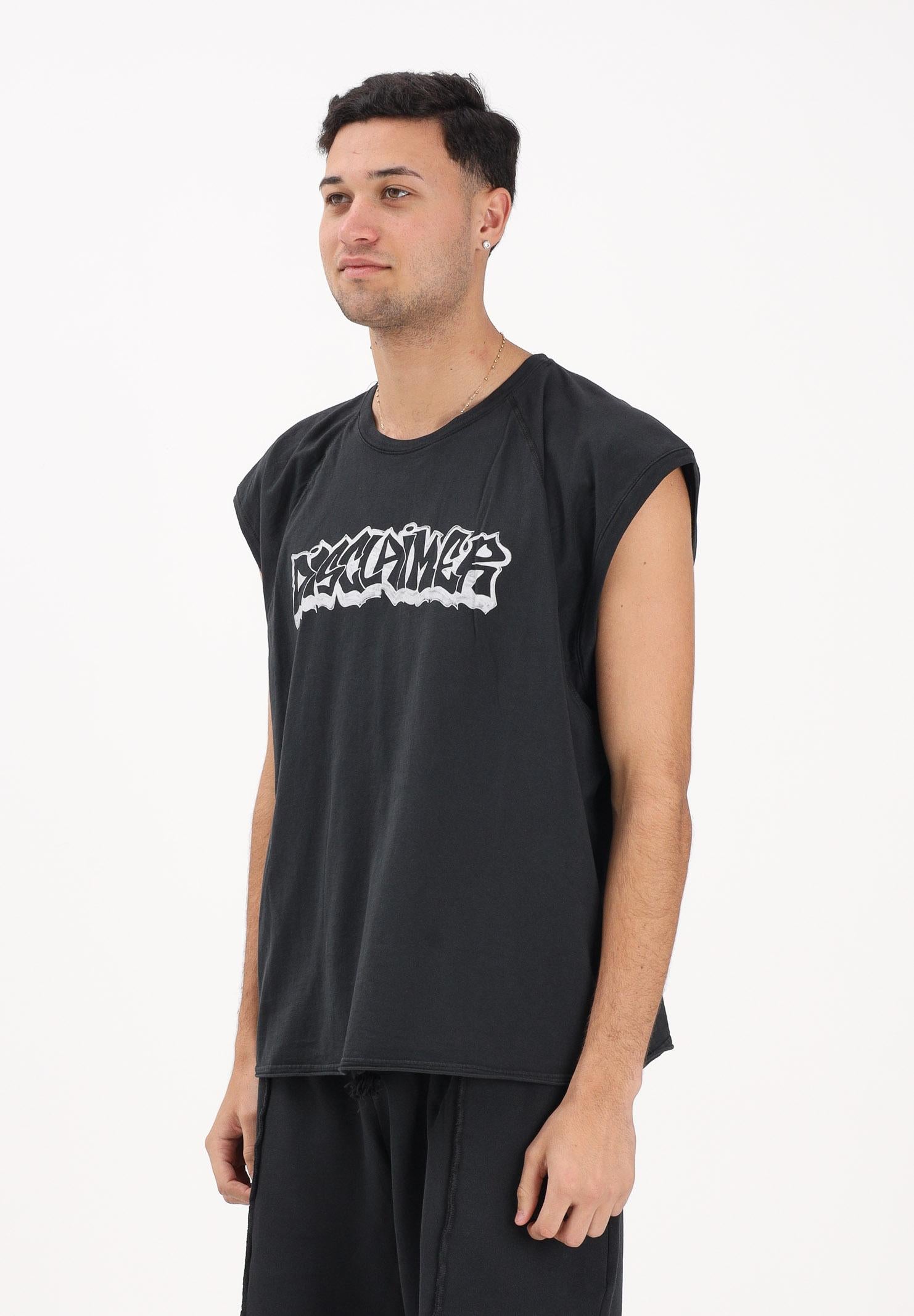 DISCLAIMER T-shirt smanicata grigia da uomo con logo 26EDS55429 NE DISCLAIMER