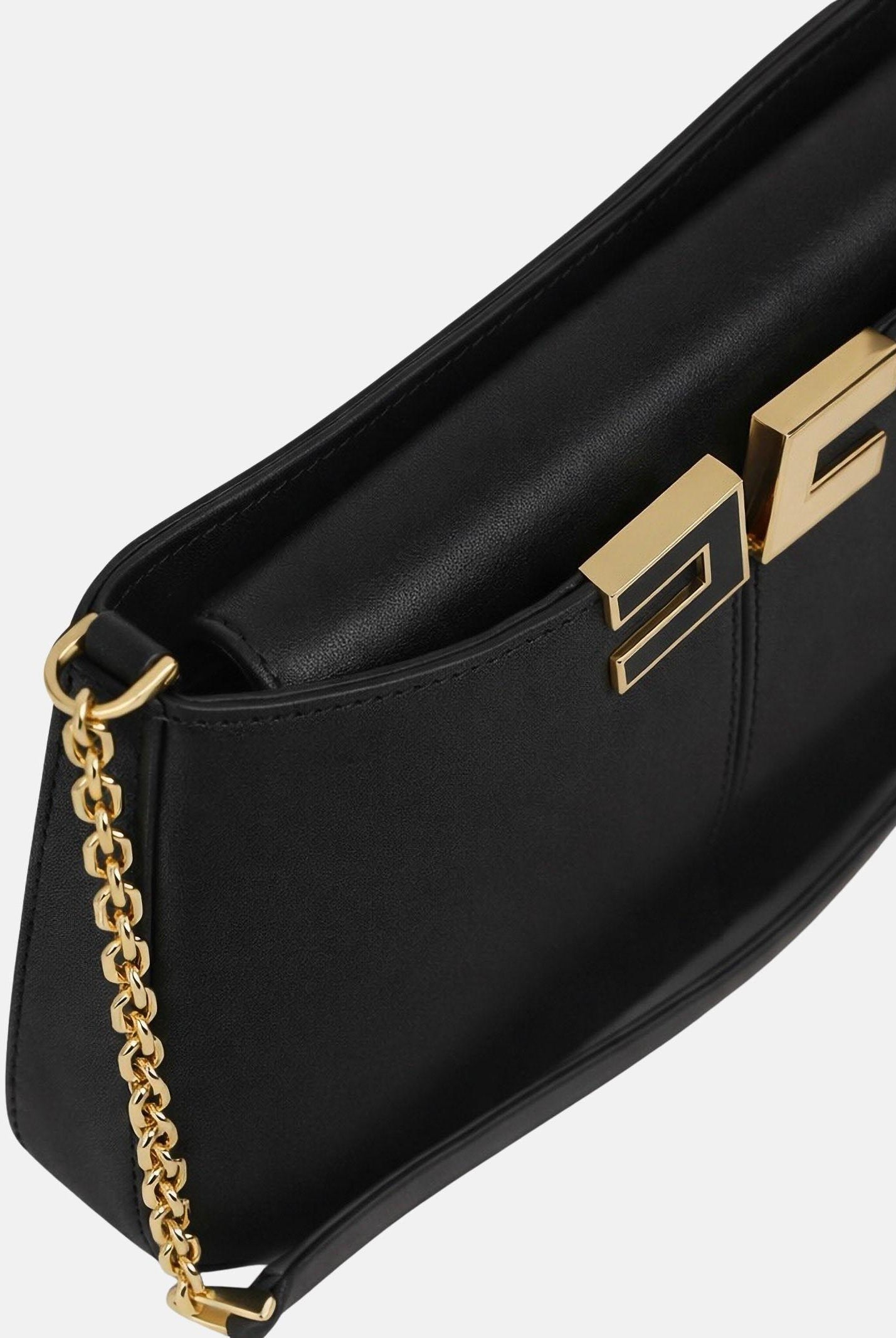 ELISABETTA FRANCHI Borsa a spalla nera da donna con dettaglio logo BS93A61E2 110 ELISABETTA FRANCHI