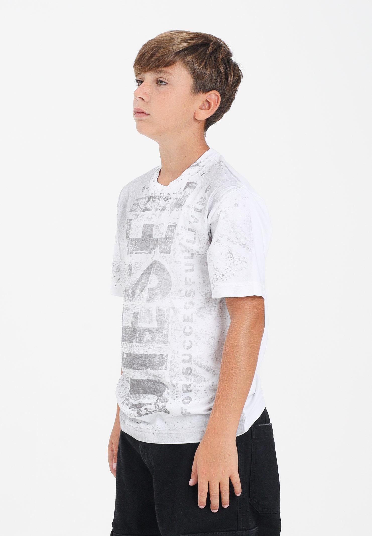 DIESEL T-shirt a manica corta bianca per donna, ragazzi e bambini con logo J02479KYAZW K100 DIESEL