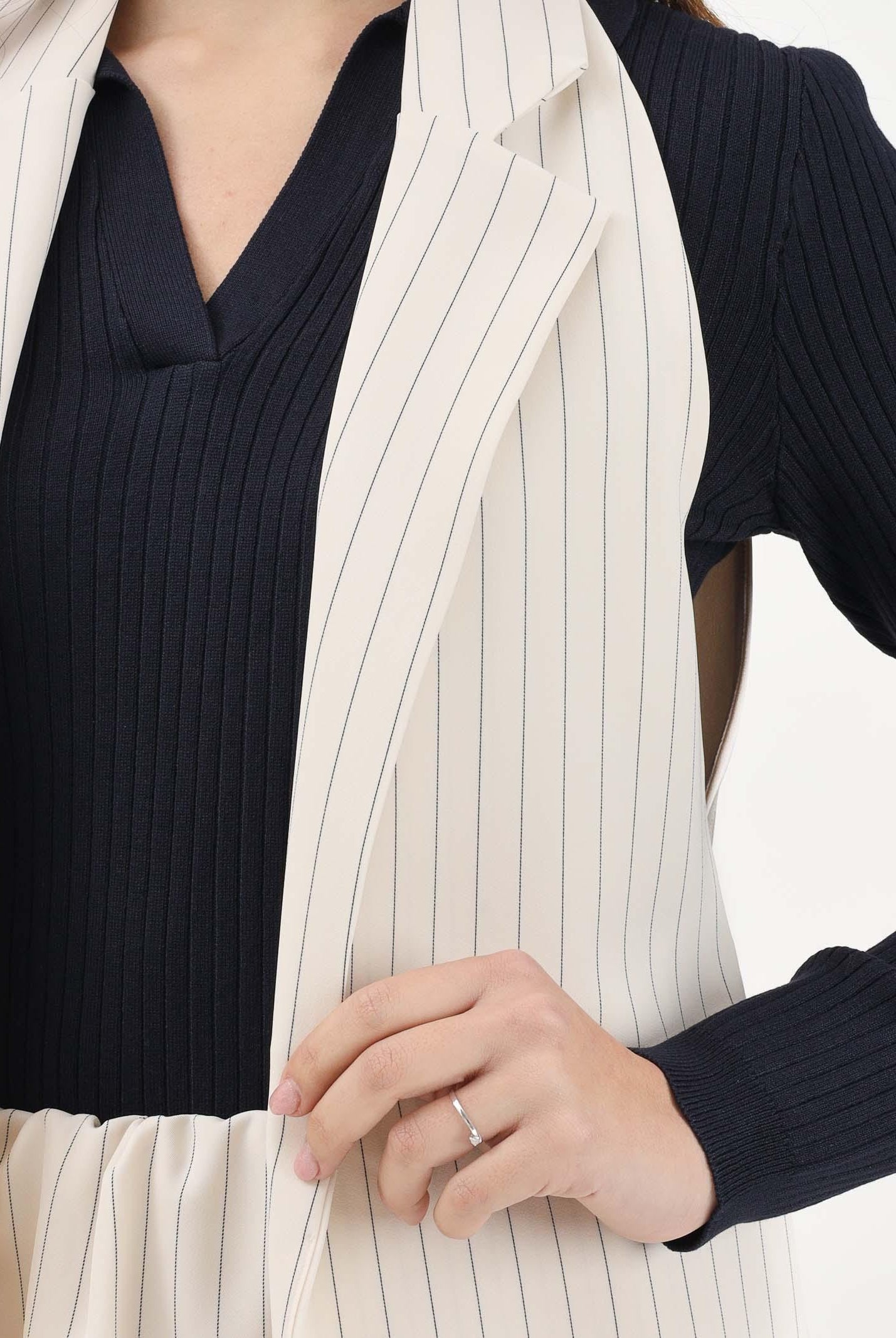 VICOLO Gilet panna da donna con motivo gessato TAB0101 ABFBU VICOLO