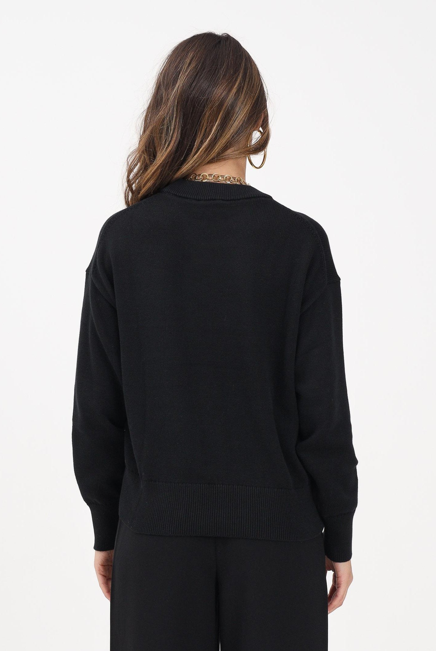 CALVIN KLEIN JEANS Maglioncino girocollo nero da donna con logo LV047C311GUB1 CALVIN KLEIN JEANS