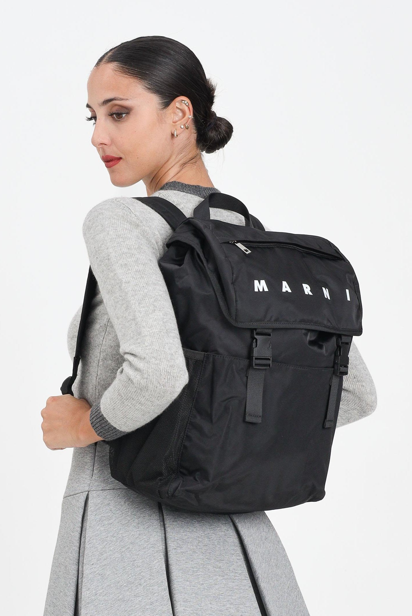 MARNI Zaino nero per uomo e donna con logo M01637M00TJ 0M900 MARNI