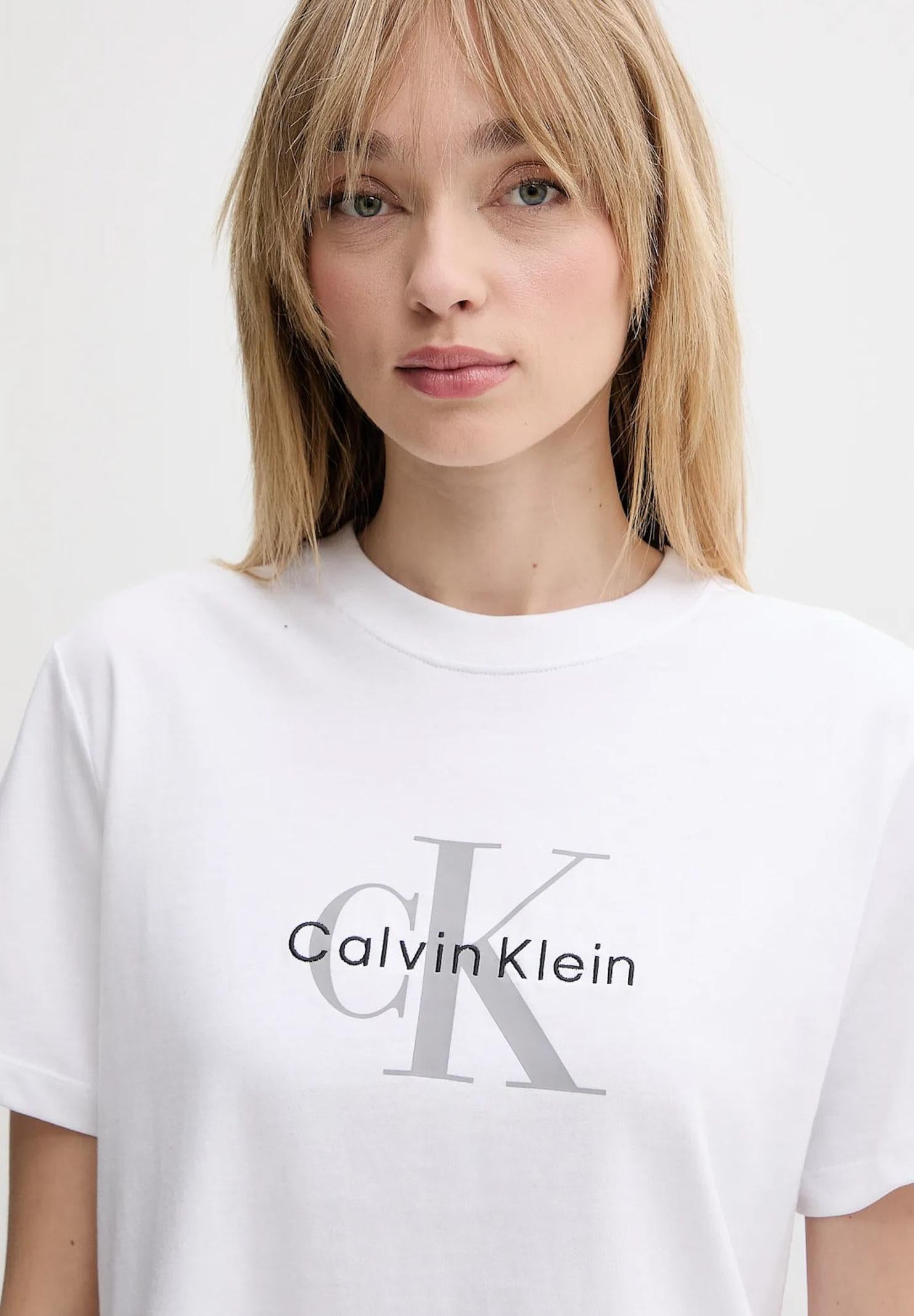 CALVIN KLEIN JEANS T-shirt a manica corta bianca da donna con logo LV047B865GYAA CALVIN KLEIN JEANS