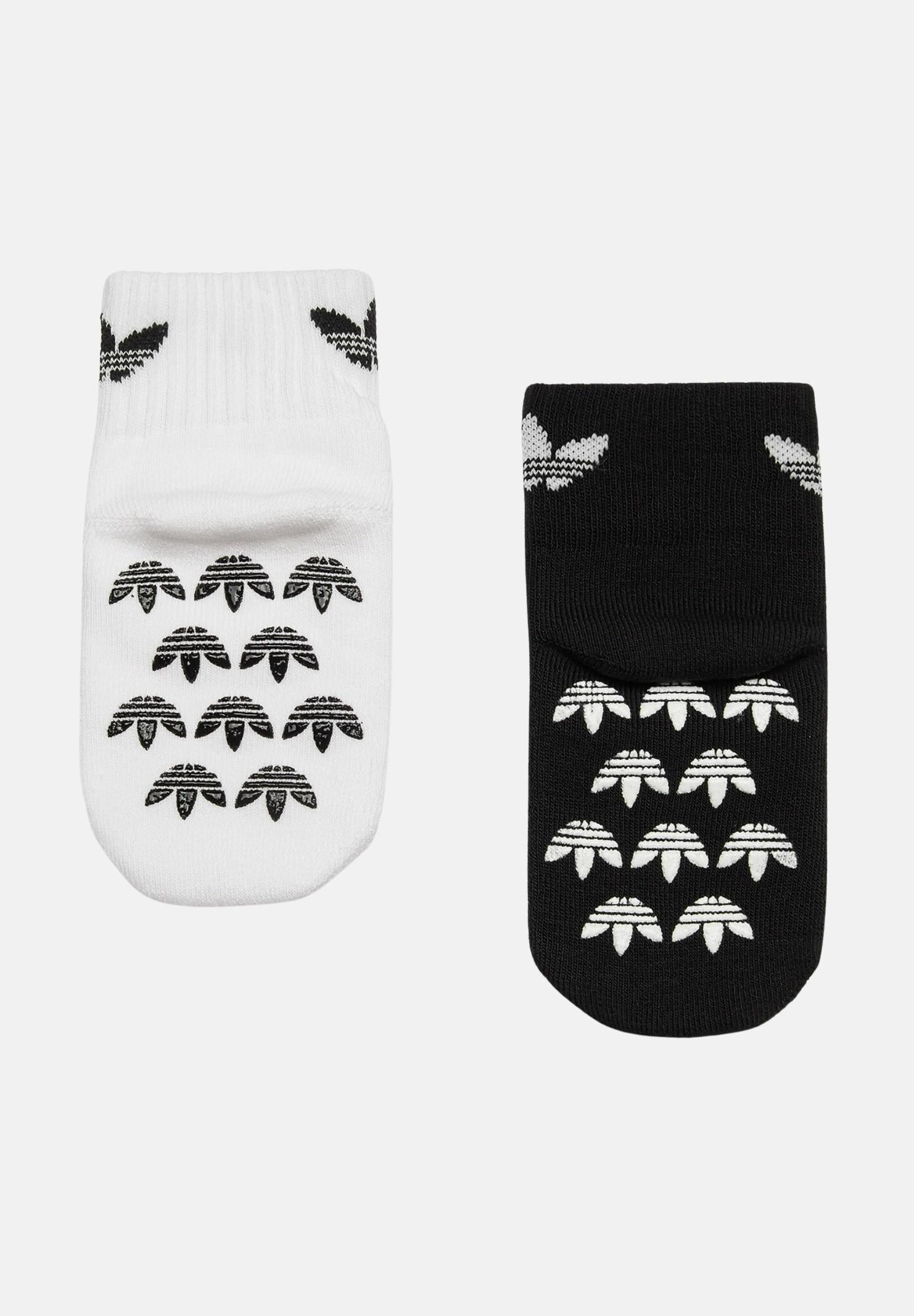 ADIDAS ORIGINALS Set composto da due paia di calzini antiscivolo bianchi e neri da neonato IQ3390 . ADIDAS ORIGINALS