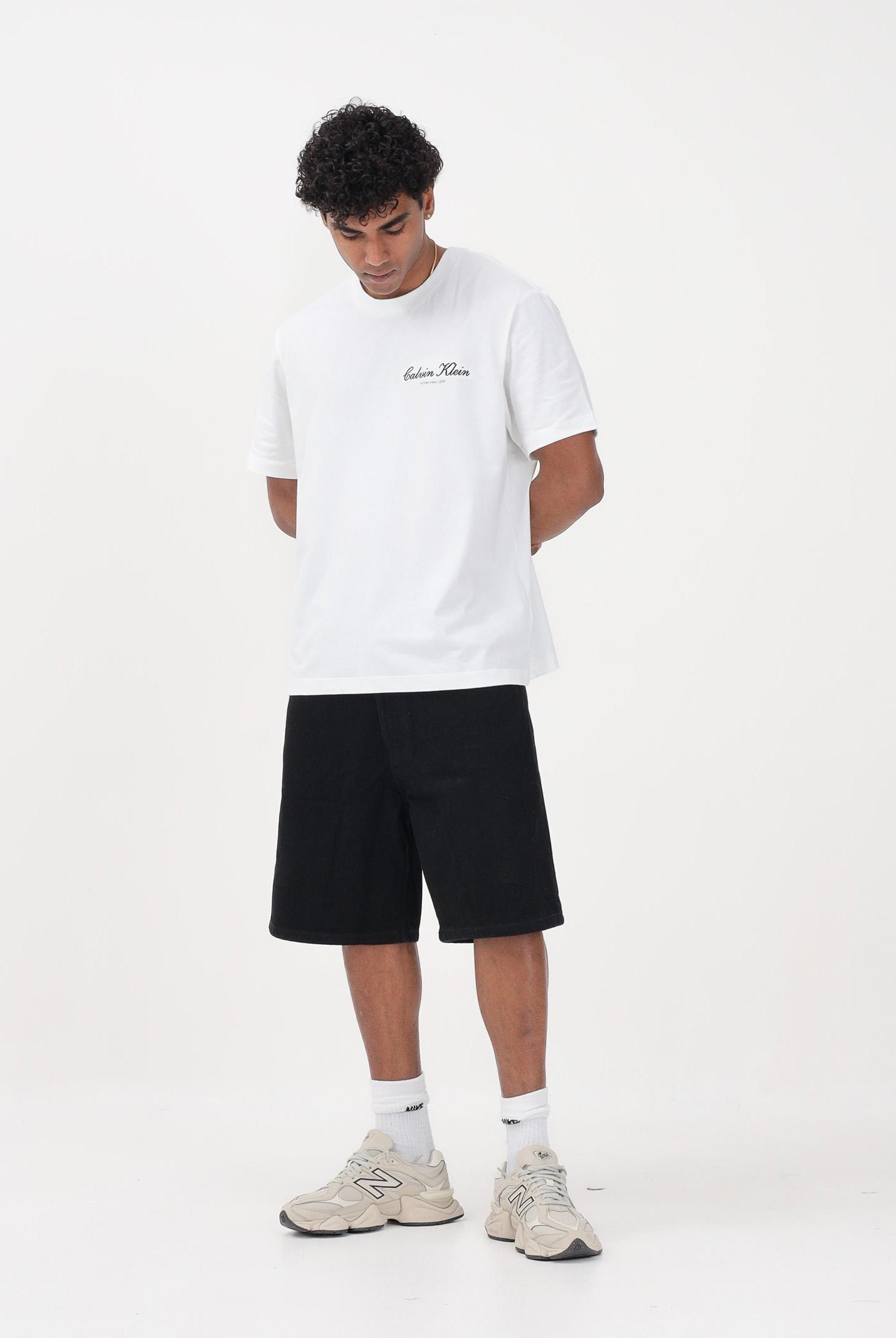 CALVIN KLEIN JEANS Shorts in denim nero da uomo LV04RF794G JW4 CALVIN KLEIN JEANS