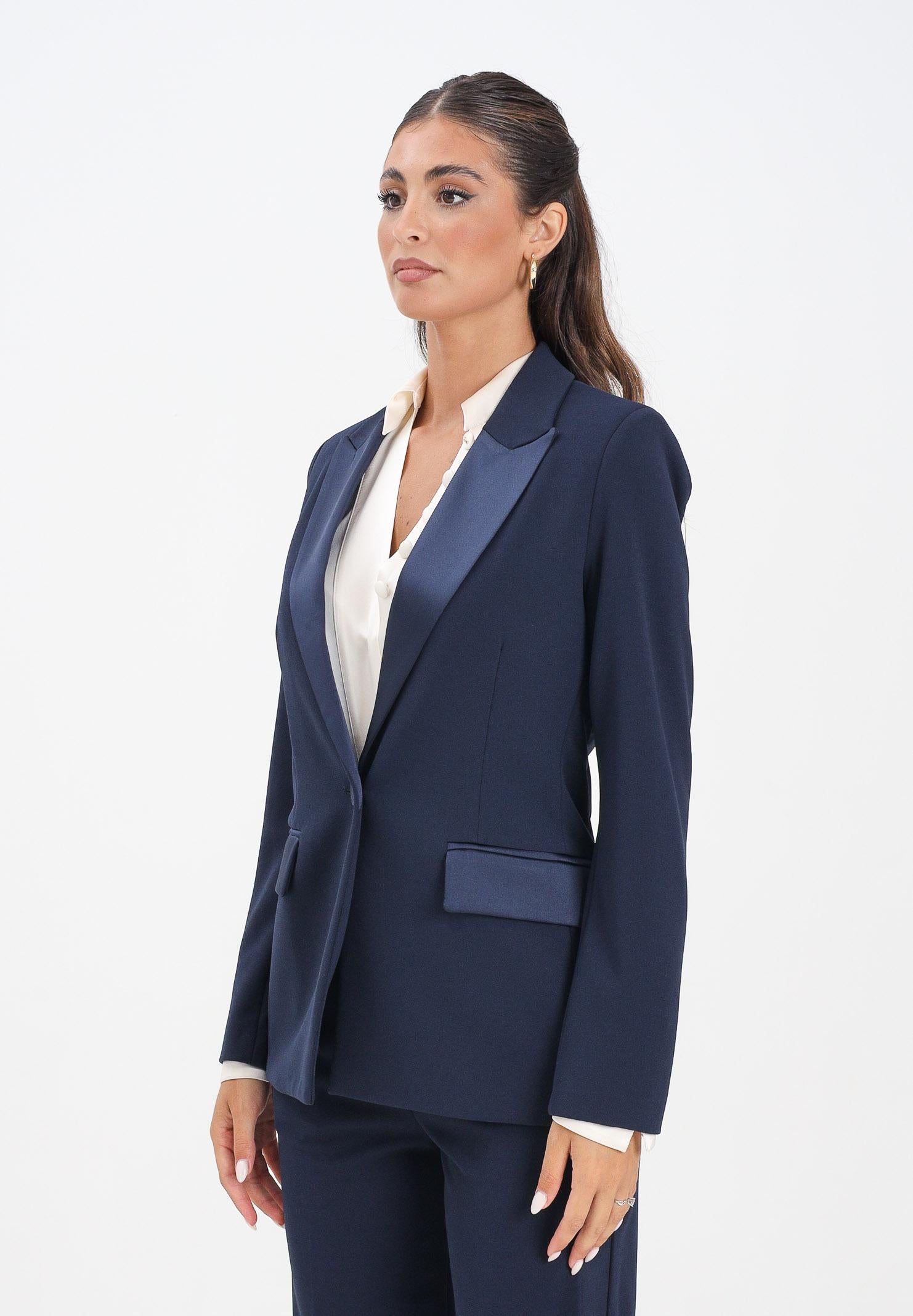 VICOLO Giacca blu da donna con inserti in raso TF0304 A89 VICOLO