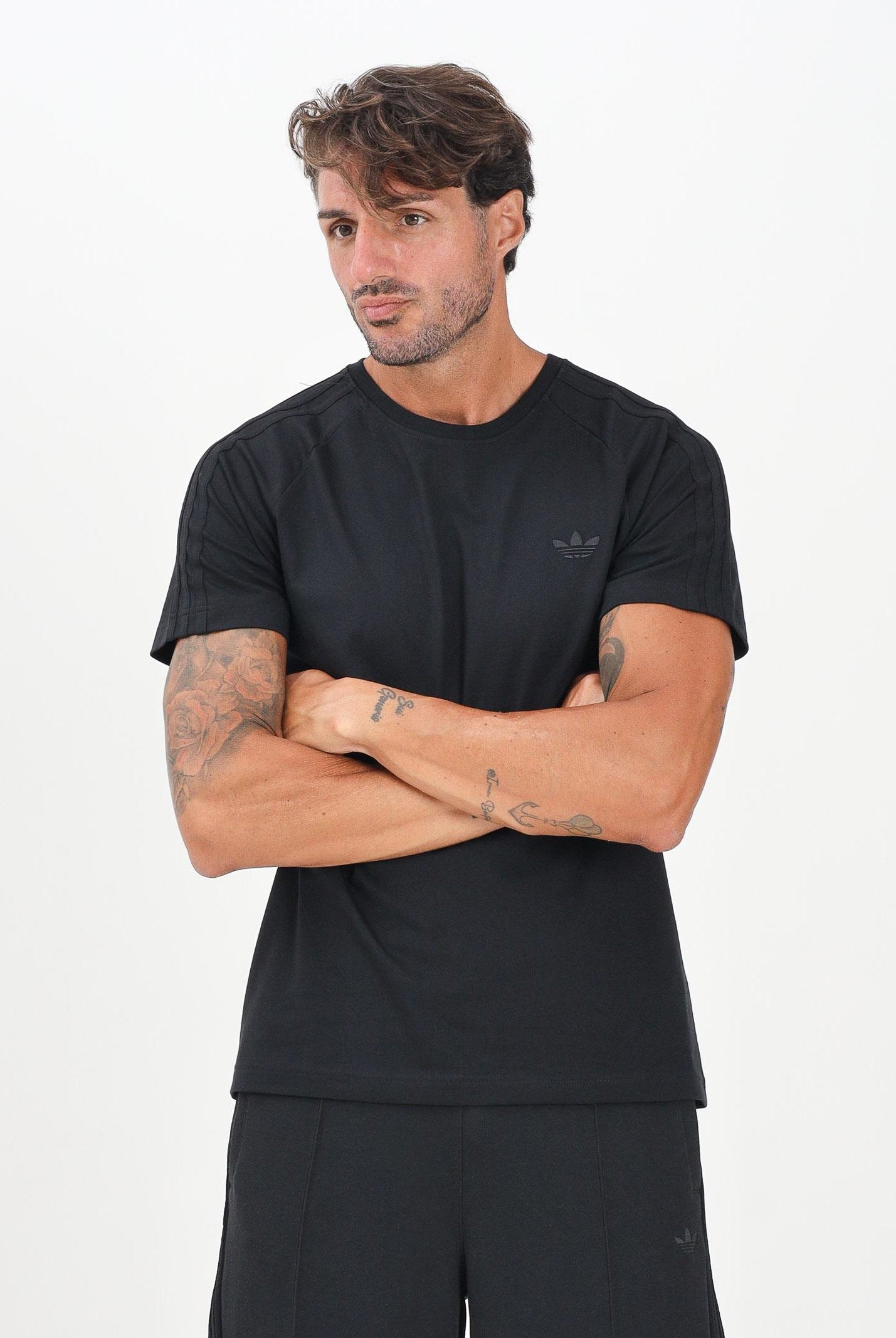 ADIDAS ORIGINALS T-shirt a manica corta Adicolor Trefoil Tight nera da uomo JX1542 . ADIDAS ORIGINALS