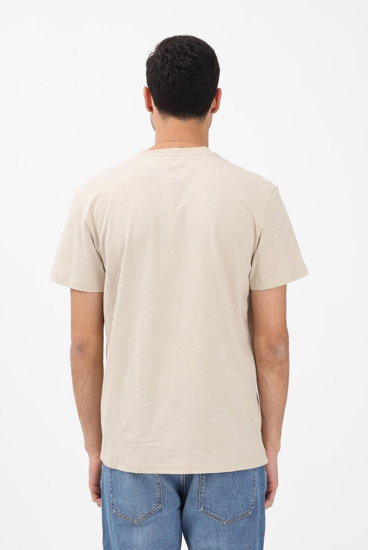 TOMMY JEANS T-shirt a manica corta beige da uomo con logo DM0DM21780 ABY TOMMY JEANS