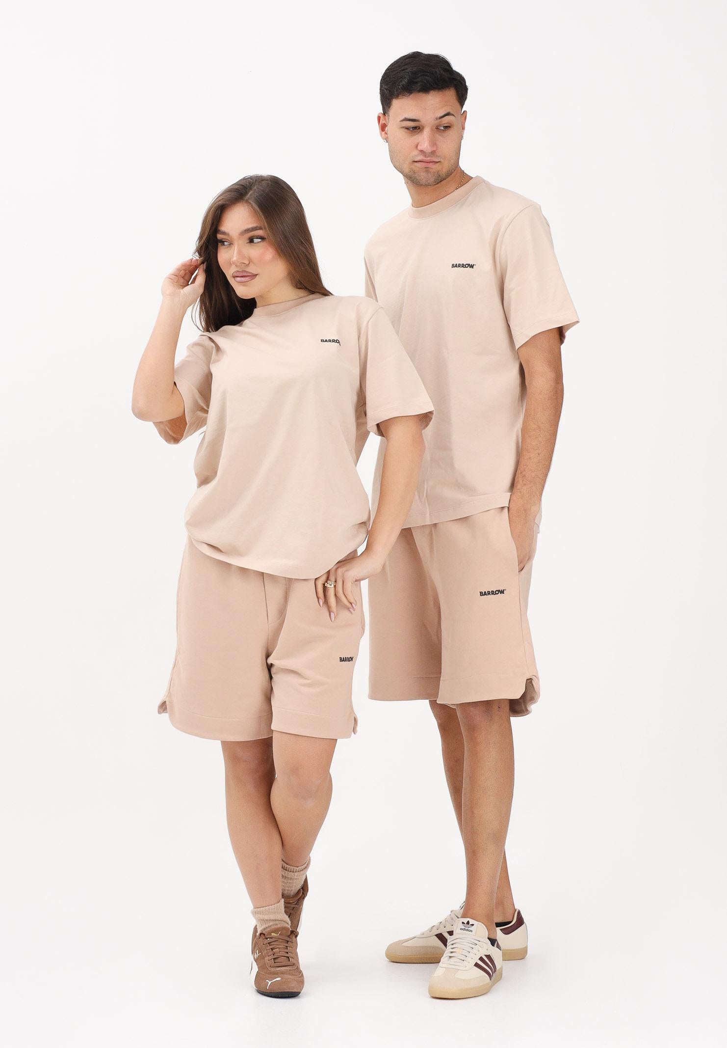 BARROW Shorts sportivo sabbia per uomo e donna con logo S6BWUABE009 092 BARROW