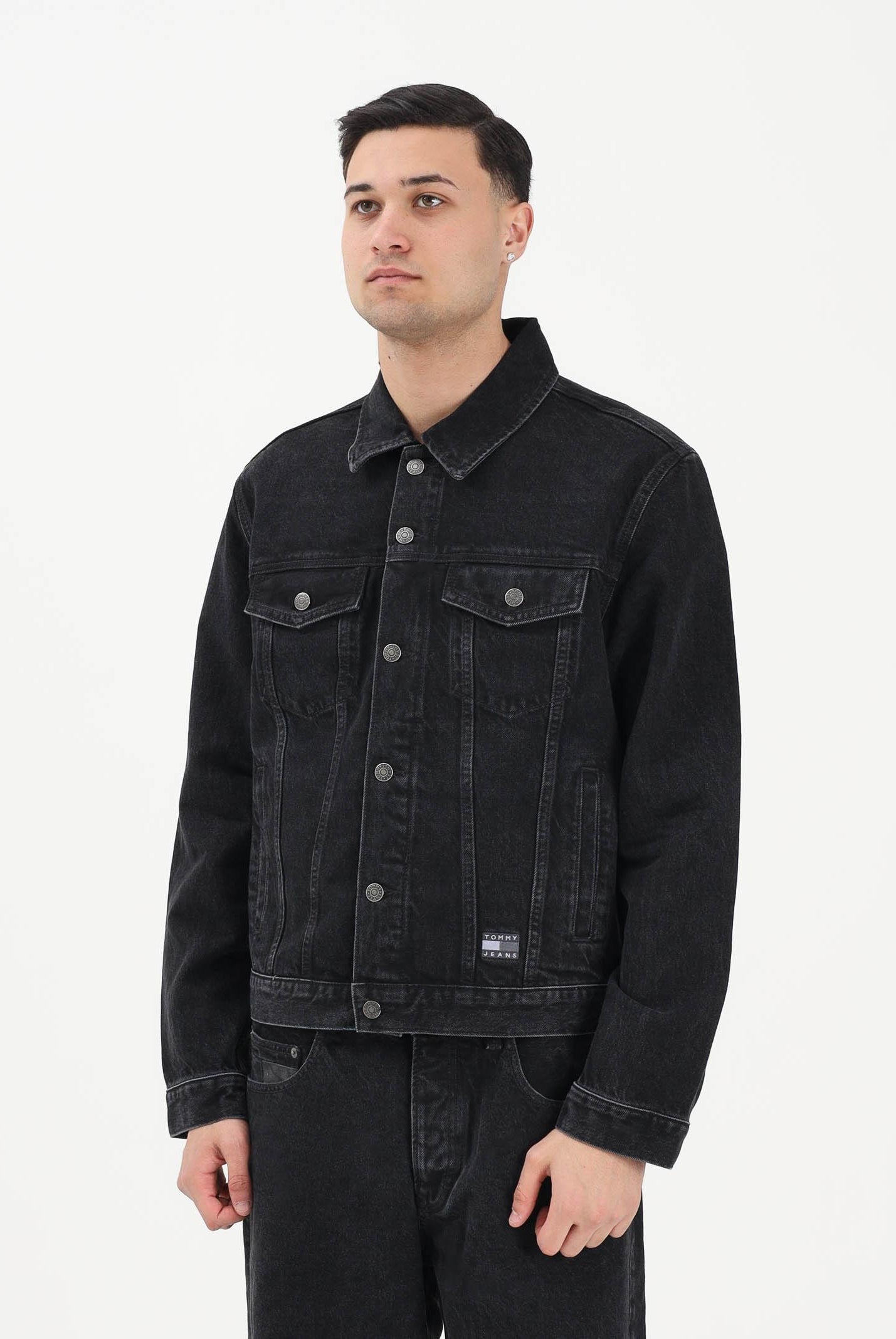 TOMMY JEANS Giubbotto in denim nero da uomo DM0DM22670 1BZ TOMMY JEANS