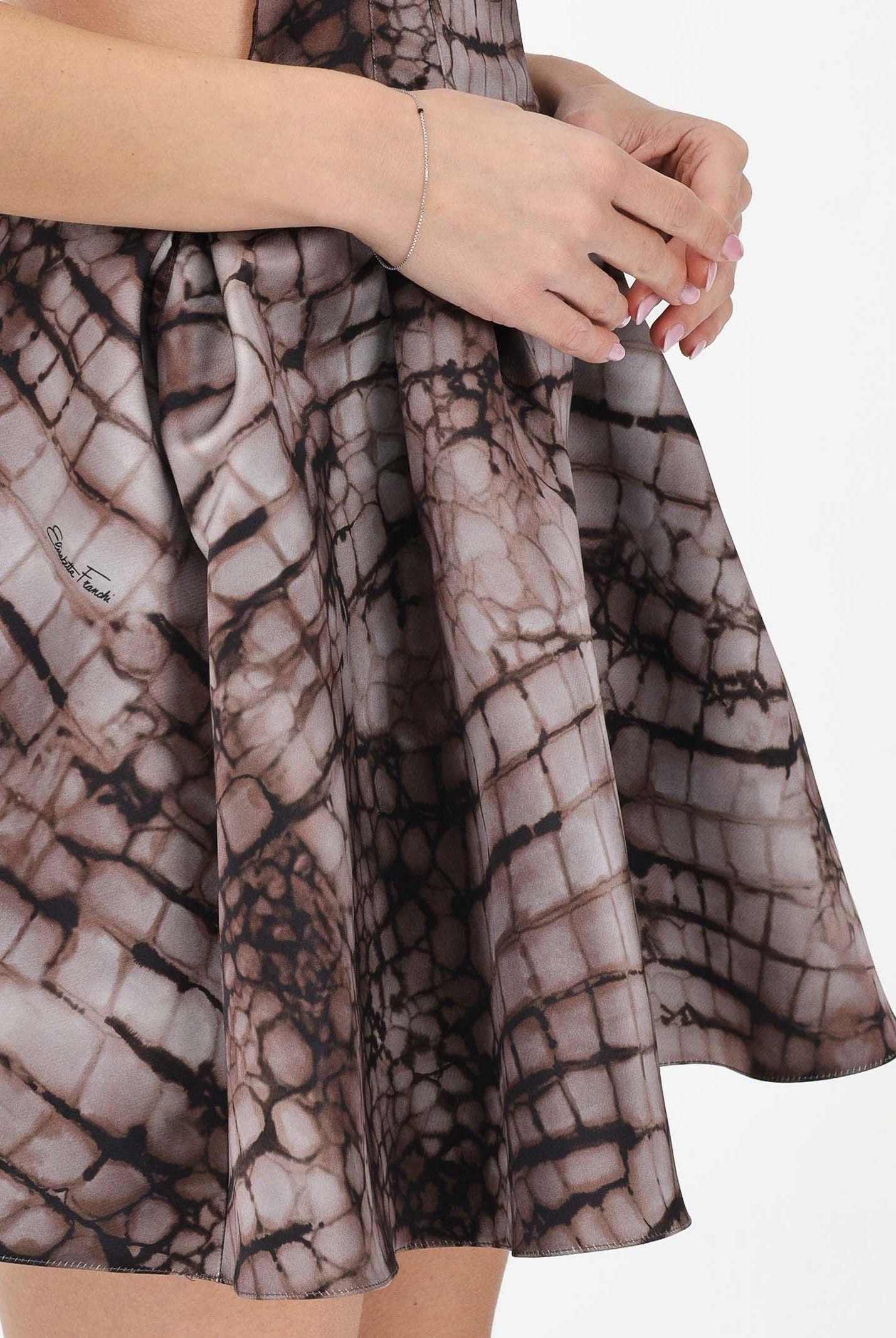 ELISABETTA FRANCHI Abito corto cacao da donna con stampa all-over a tema alligatore AB89561E2 644 ELISABETTA FRANCHI