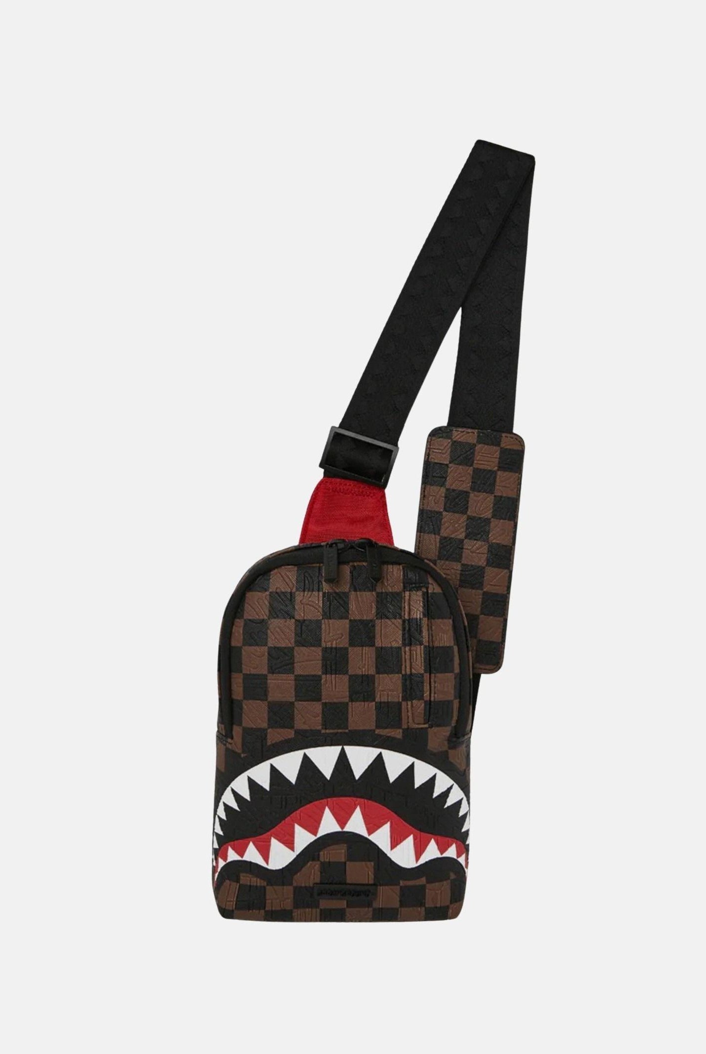 SPRAYGROUND Borsello Check 2 Emboss Backpack Sling marrone da uomo 910B8237NSZ . SPRAYGROUND