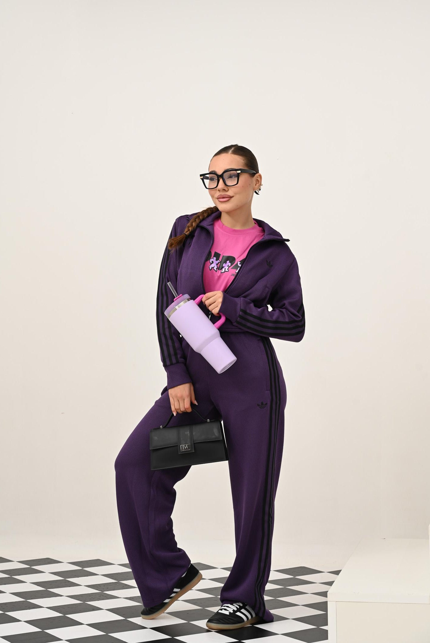 ADIDAS ORIGINALS Pantalone sportivo Adicolor Firebird Knit viola da donna JV7523 . ADIDAS ORIGINALS