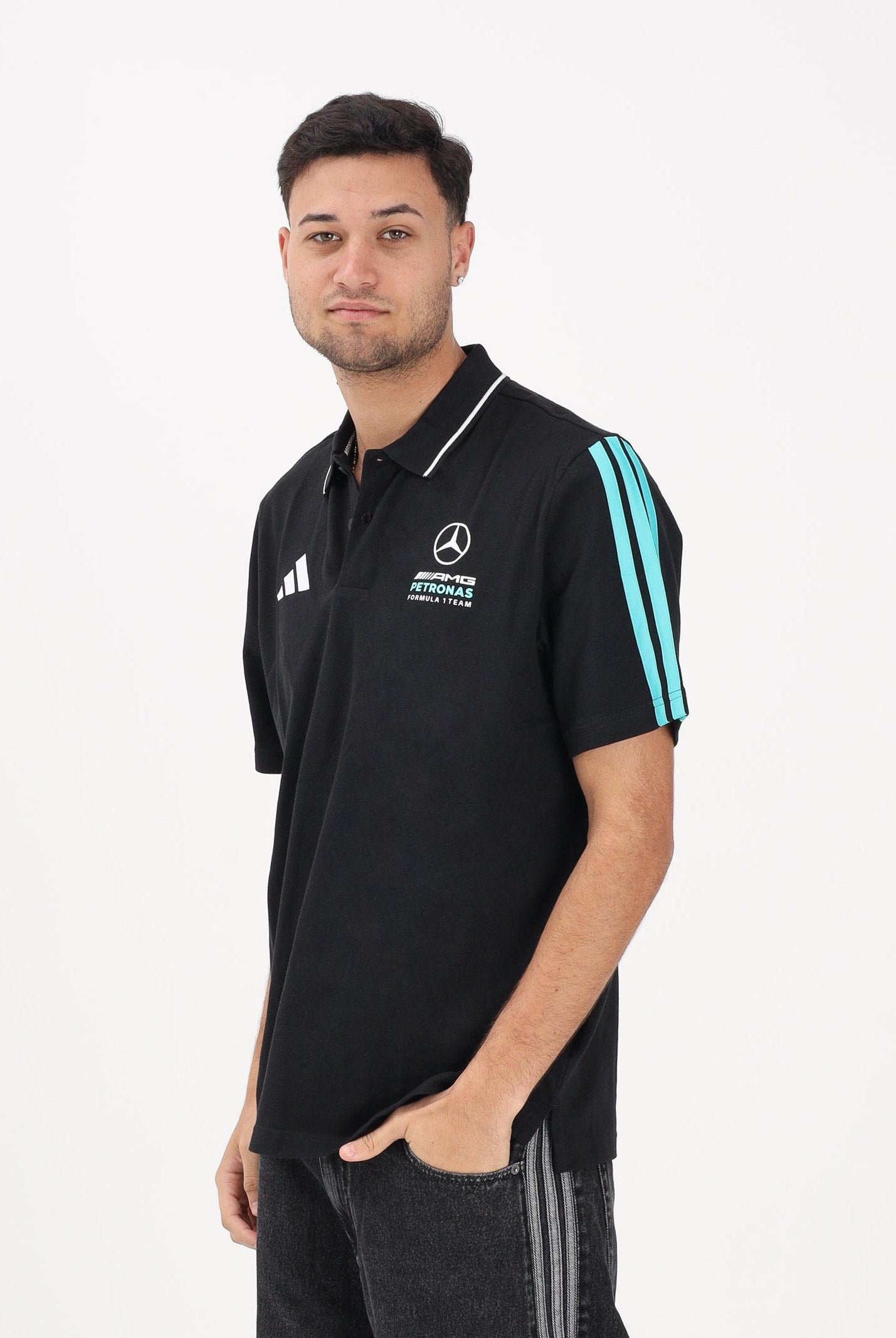 ADIDAS PERFORMANCE Polo a manica corta Mercedes - AMG Petronas Formula 1 Team DNA nera da uomo KE8165 . ADIDAS PERFORMANCE