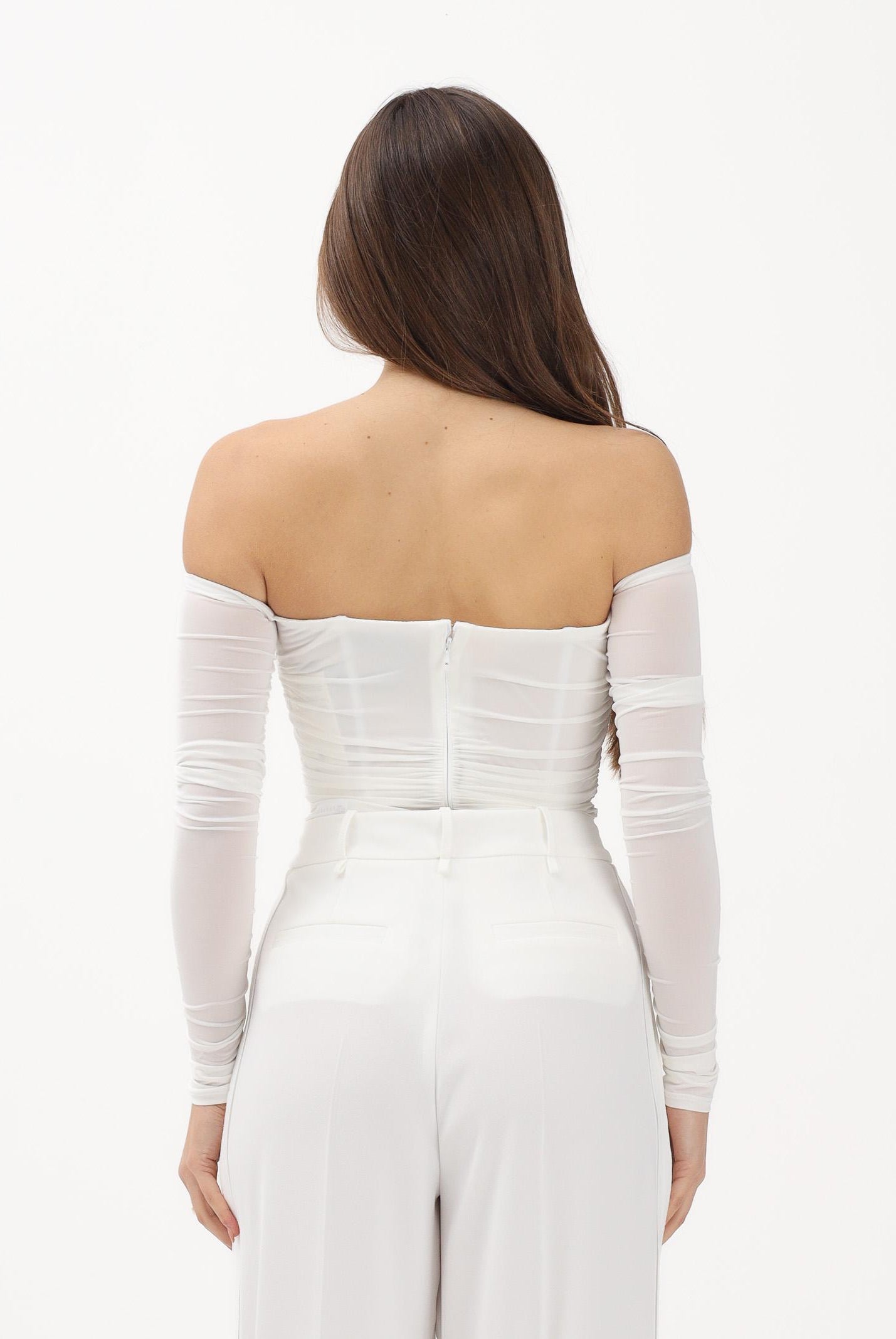 ELISABETTA FRANCHI Body avorio da donna con drappeggi BO01561E2 360 ELISABETTA FRANCHI