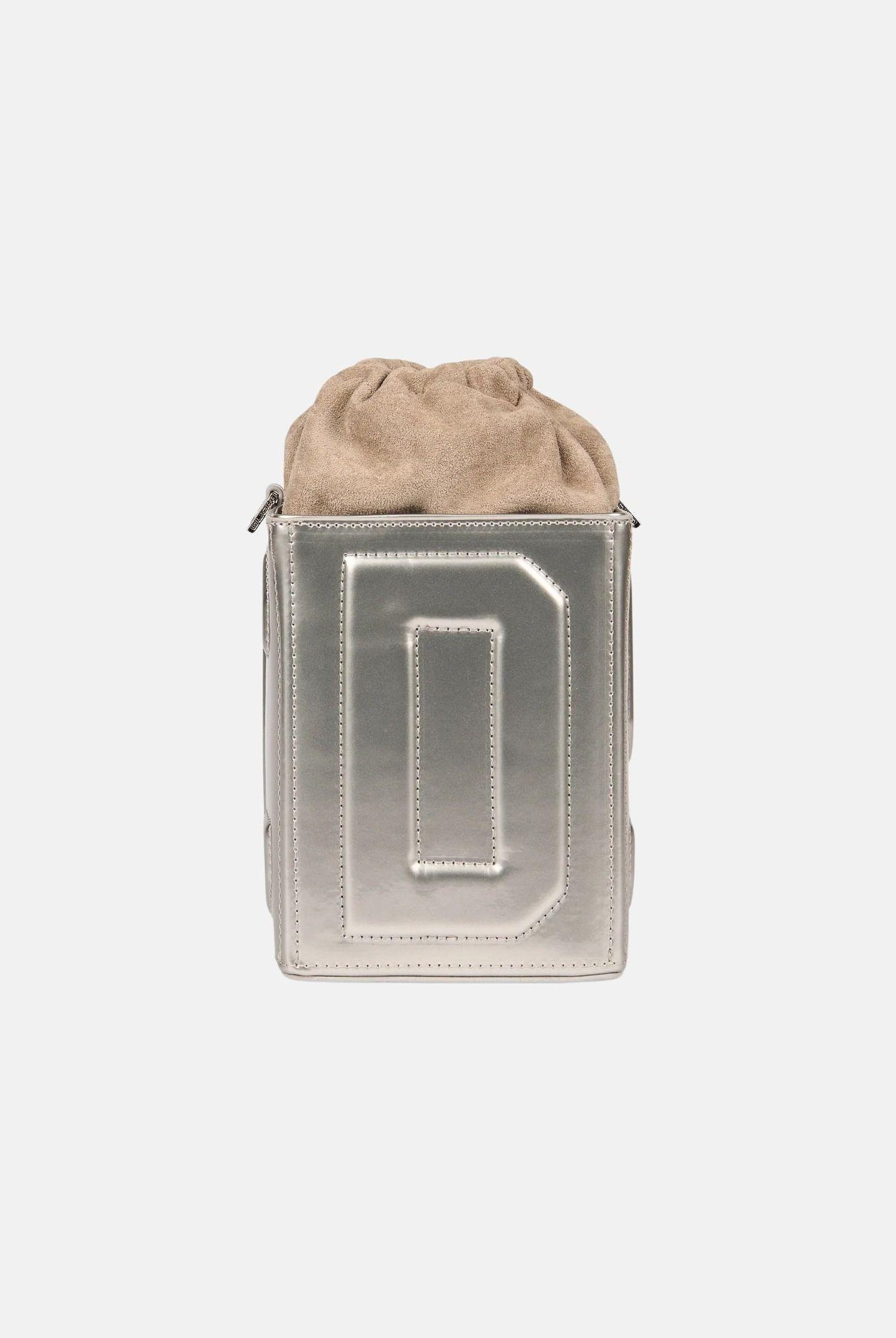 GCDS Borsa a mano argento da donna con logo GCDS in rilievo 3D GCDSD001 01 GCDS