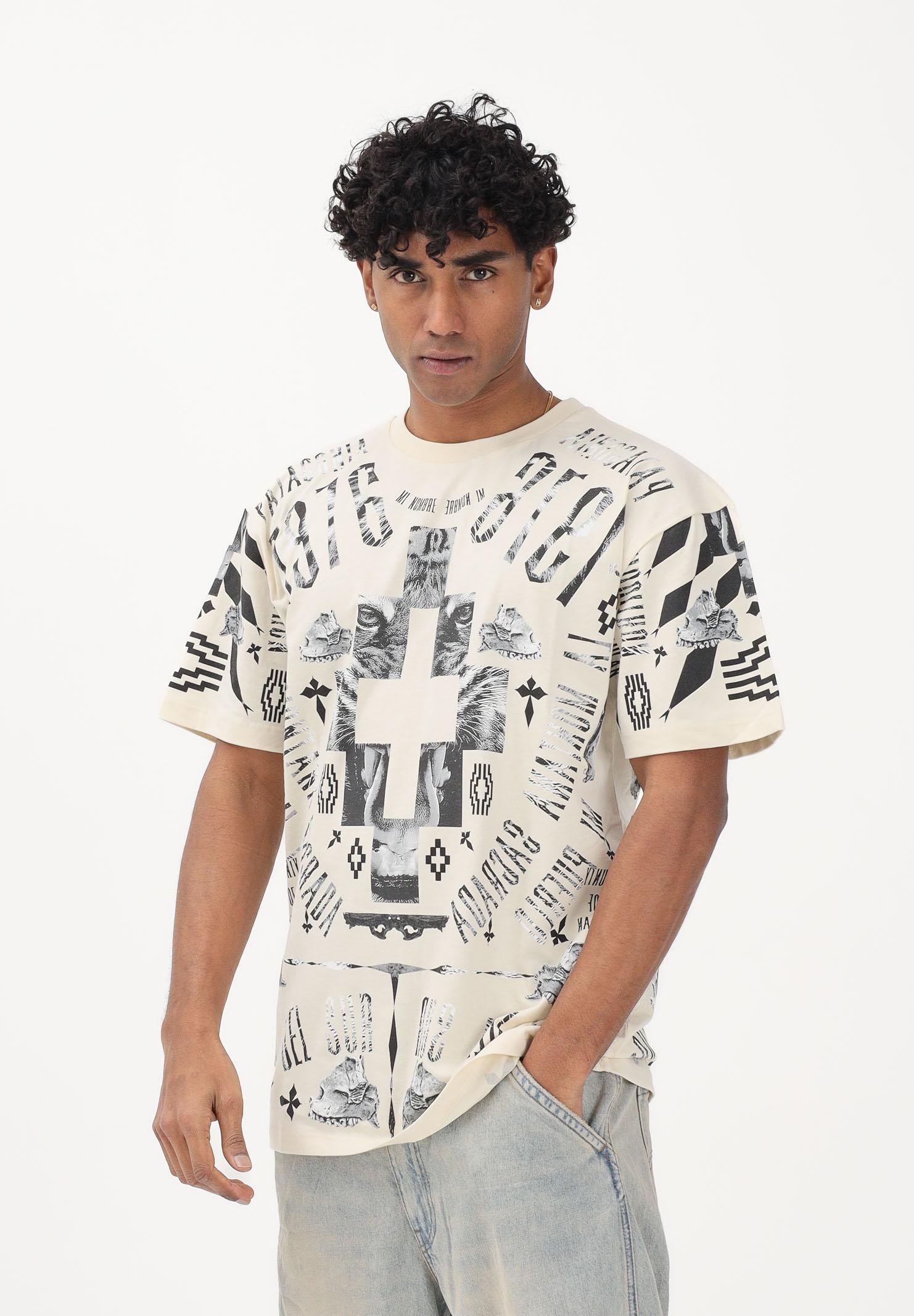 MARCELO BURLON COUNTY OF MILAN T-shirt a manica corta panna da uomo con stampa S6CMMATH036 412 MARCELO BURLON COUNTY OF MILAN