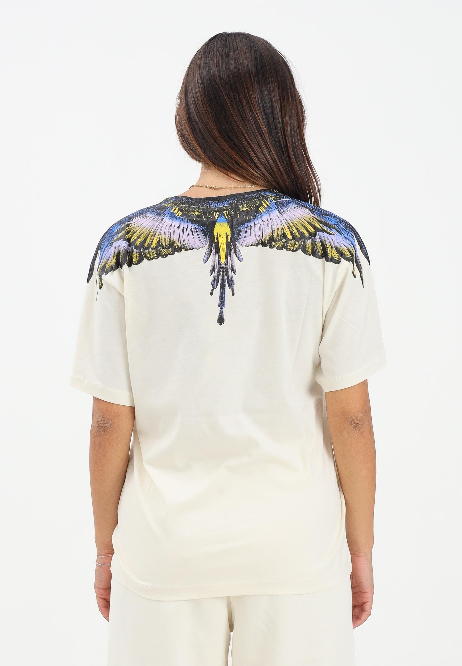 MARCELO BURLON COUNTY OF MILAN T-shirt a manica corta panna da donna con stampa ali 25ICM30001 LASK MARCELO BURLON COUNTY OF MILAN