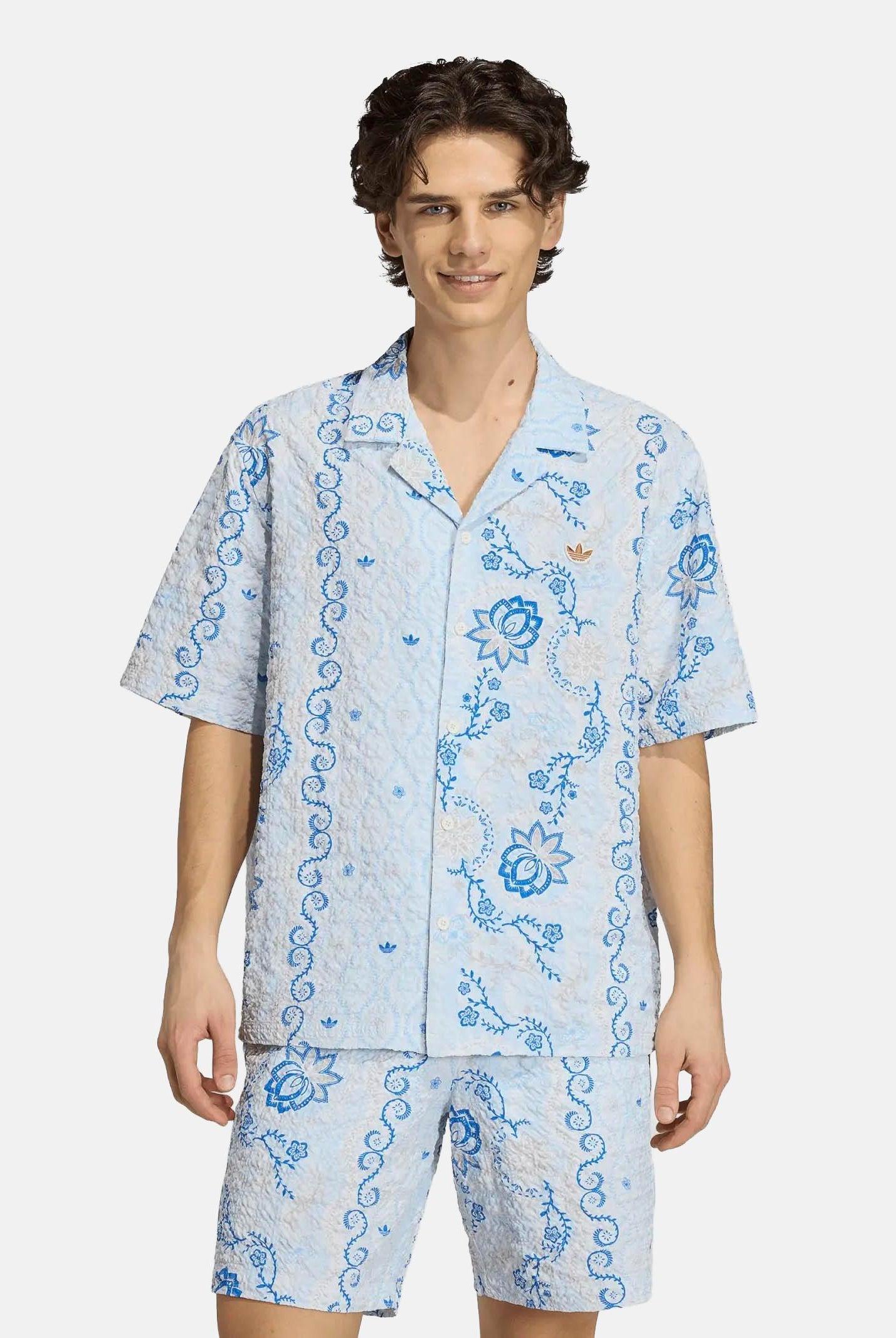 ADIDAS ORIGINALS Camicia a manica corta RESORT azzurra da uomo KX1225 . ADIDAS ORIGINALS