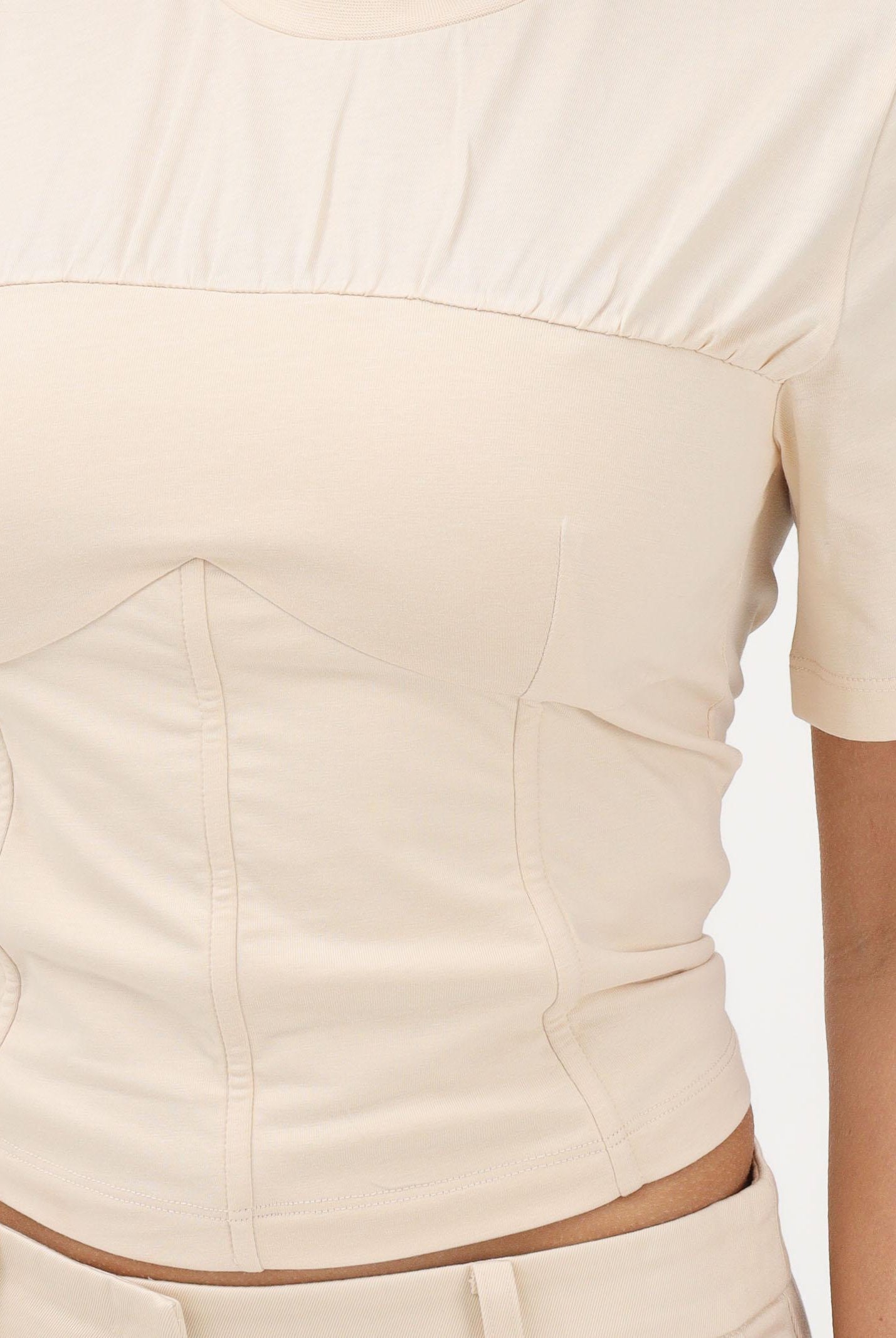 PATRIZIA PEPE T-shirt a manica corta panna da donna con costruzione a bustier 8M1803J387 W409 PATRIZIA PEPE