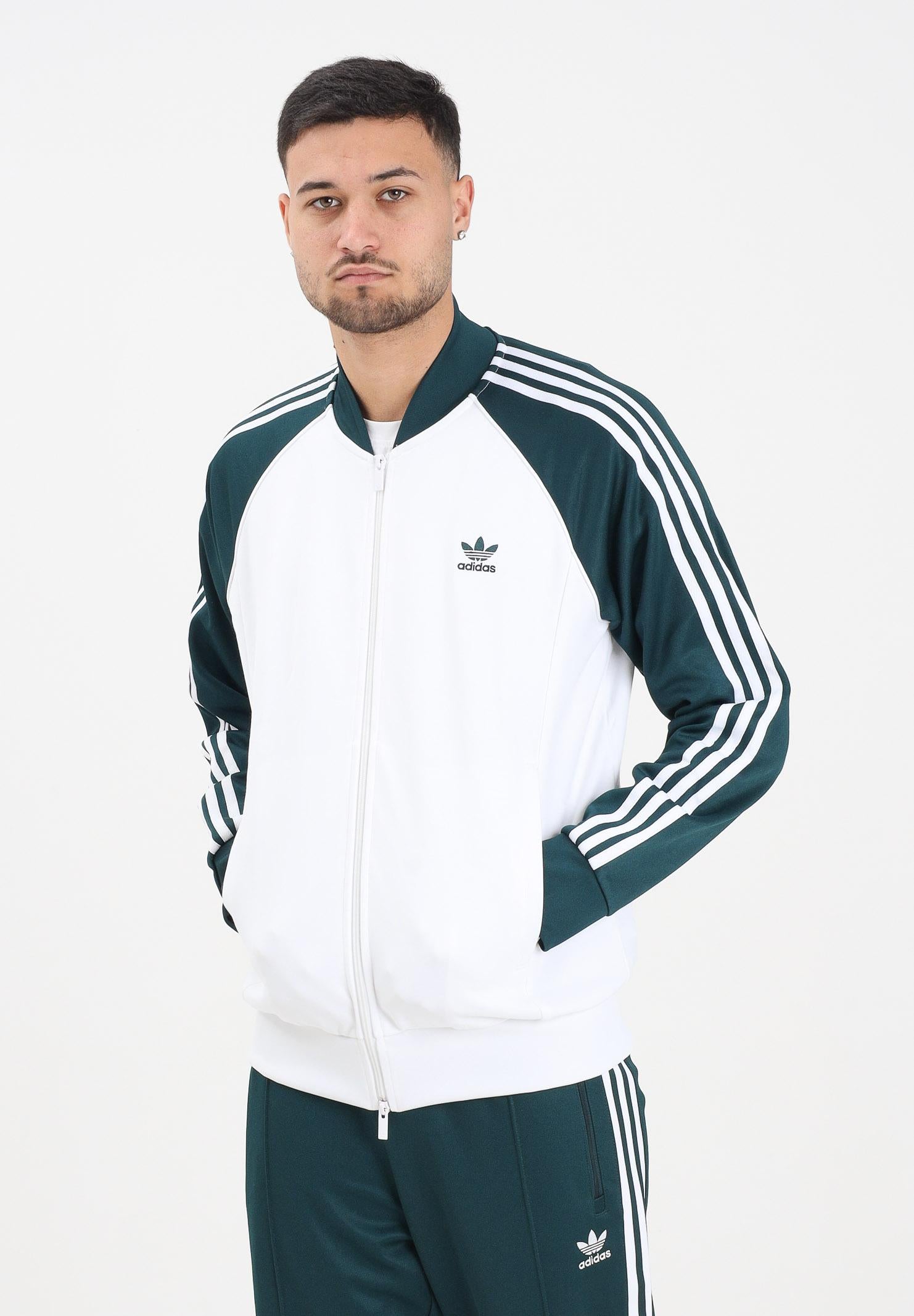 ADIDAS ORIGINALS Felpa con zip Adicolor Classics SST bianca e verde da uomo JY1293 ADIDAS ORIGINALS