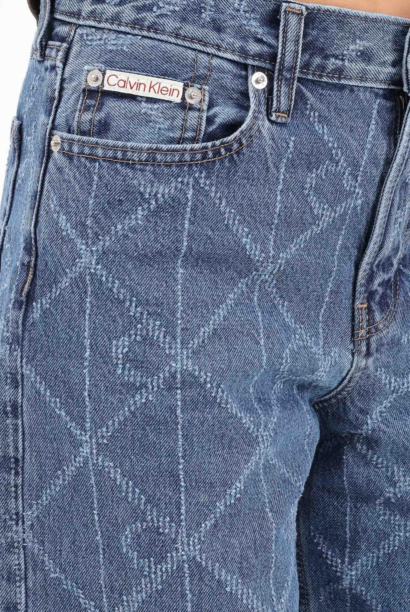 CALVIN KLEIN JEANS Jeans in denim chiaro da donna con motivo monogramma LV047D709GYY2 CALVIN KLEIN JEANS