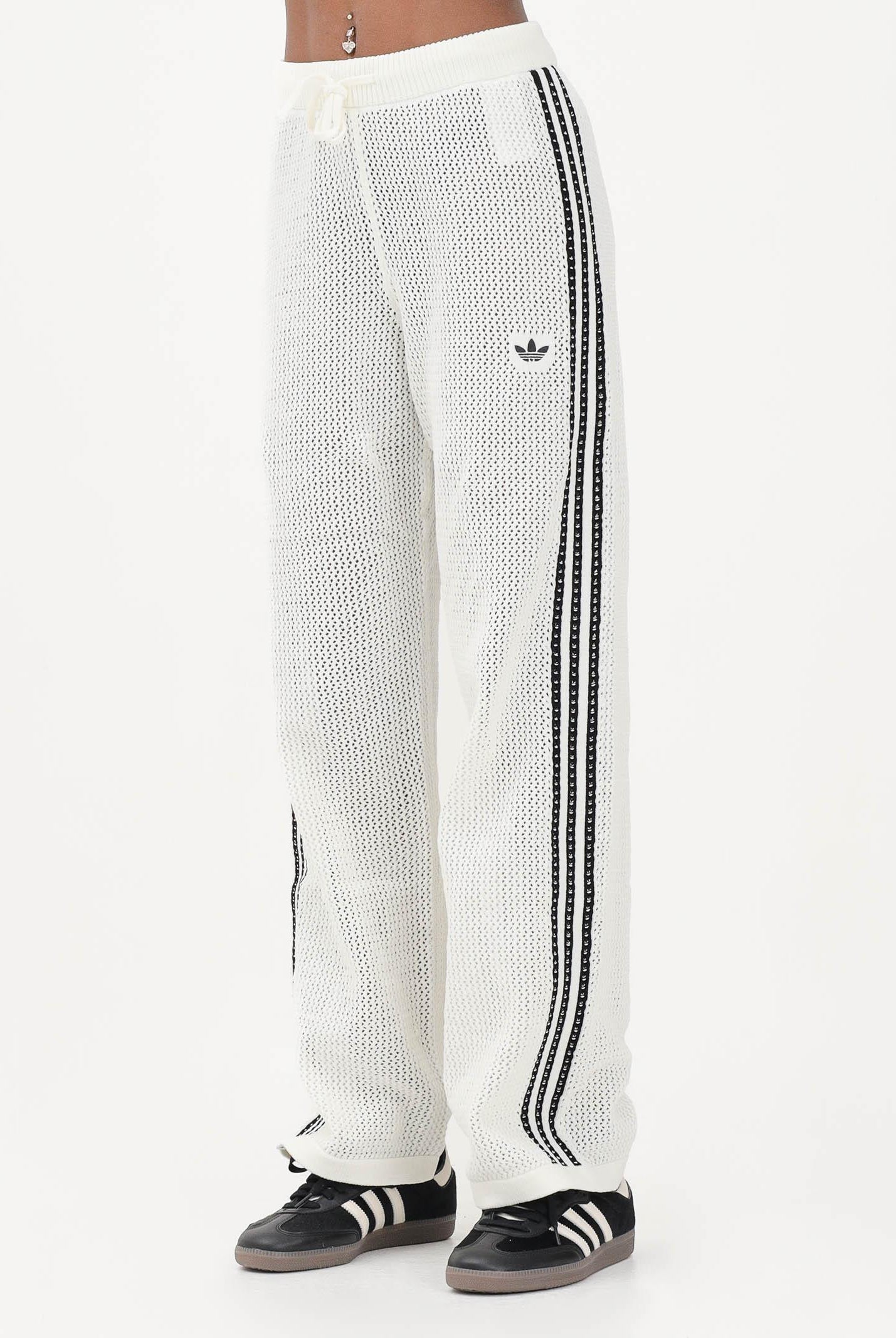 ADIDAS ORIGINALS Pantalone KNITTED CROCHET FIREBIRD bianco da donna KC6493 . ADIDAS ORIGINALS