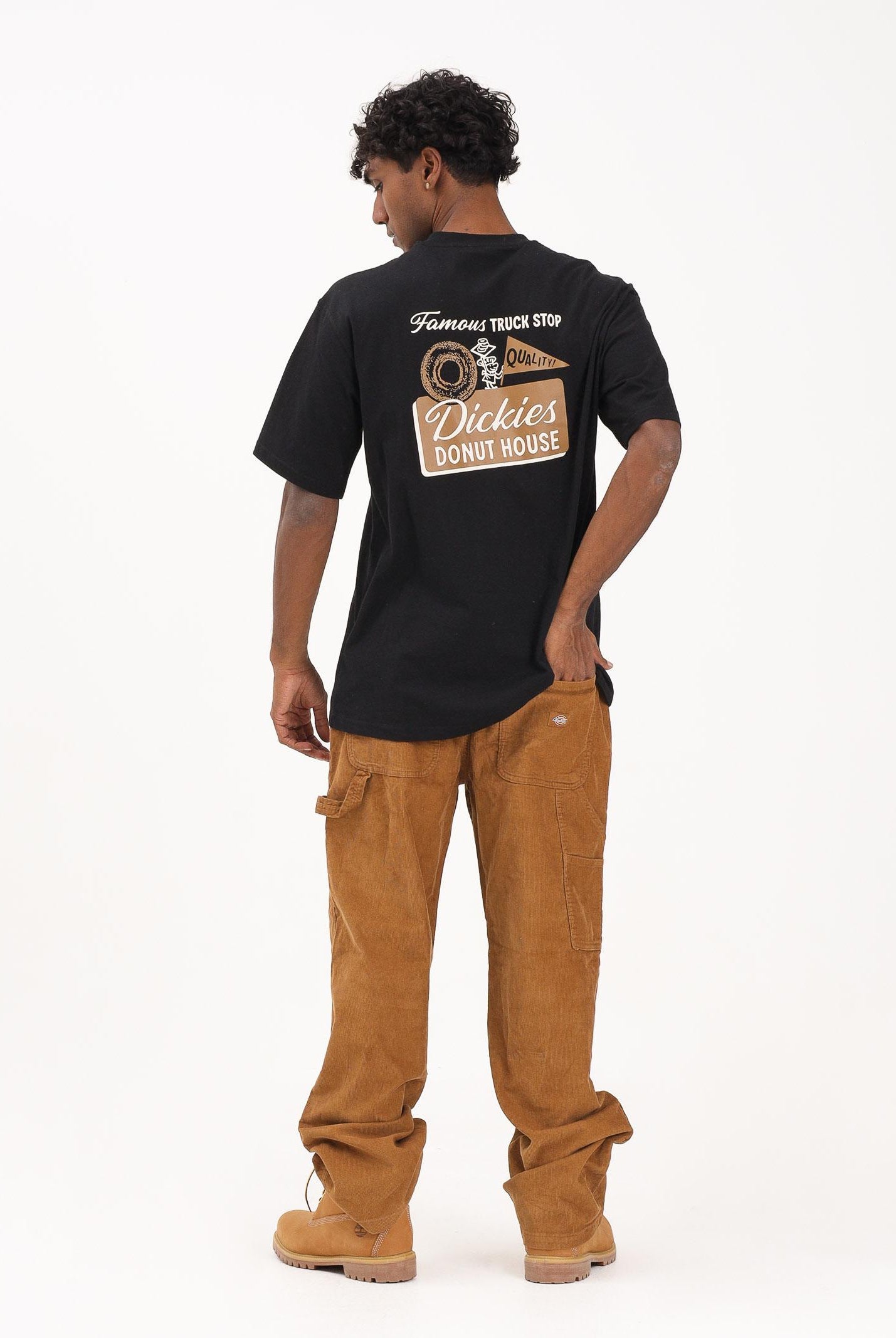 DICKIES pantaloni corduroy carpenter marrone in velluto da uomo a coste dalla vestibilità larga e dal taglio a gamba larga. DK0A863V0BD1 . DIckies