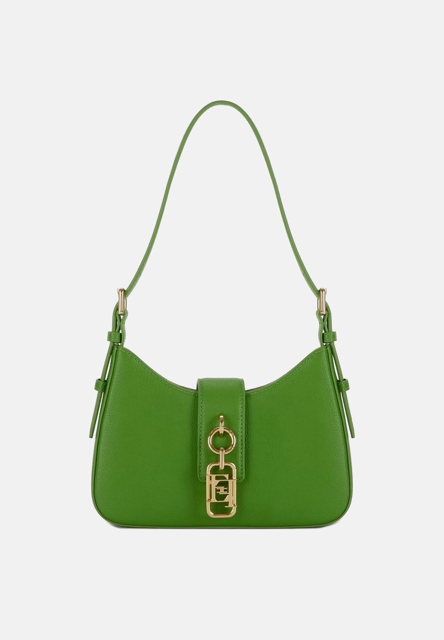 ELISABETTA FRANCHI Borsa a spalla verde da donna con charm<BR/> BS24A62E2 EV3 ELISABETTA FRANCHI