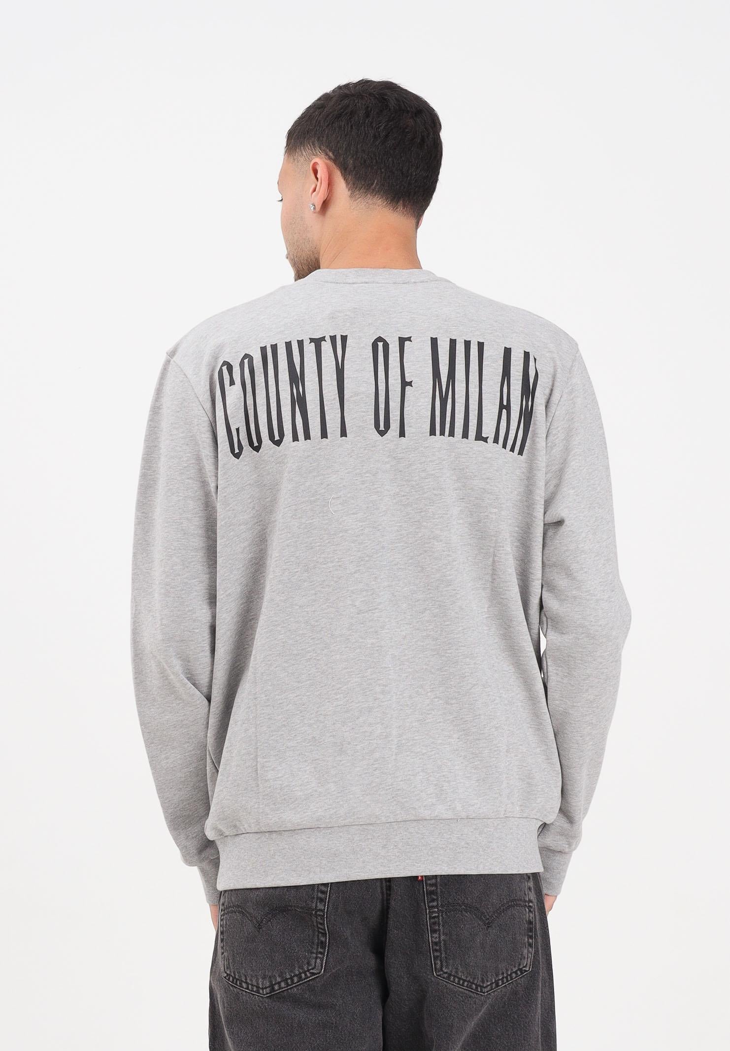 MARCELO BURLON COUNTY OF MILAN Felpa girocollo grigia da uomo con stampa F5CAMASW035 101 MARCELO BURLON COUNTY OF MILAN