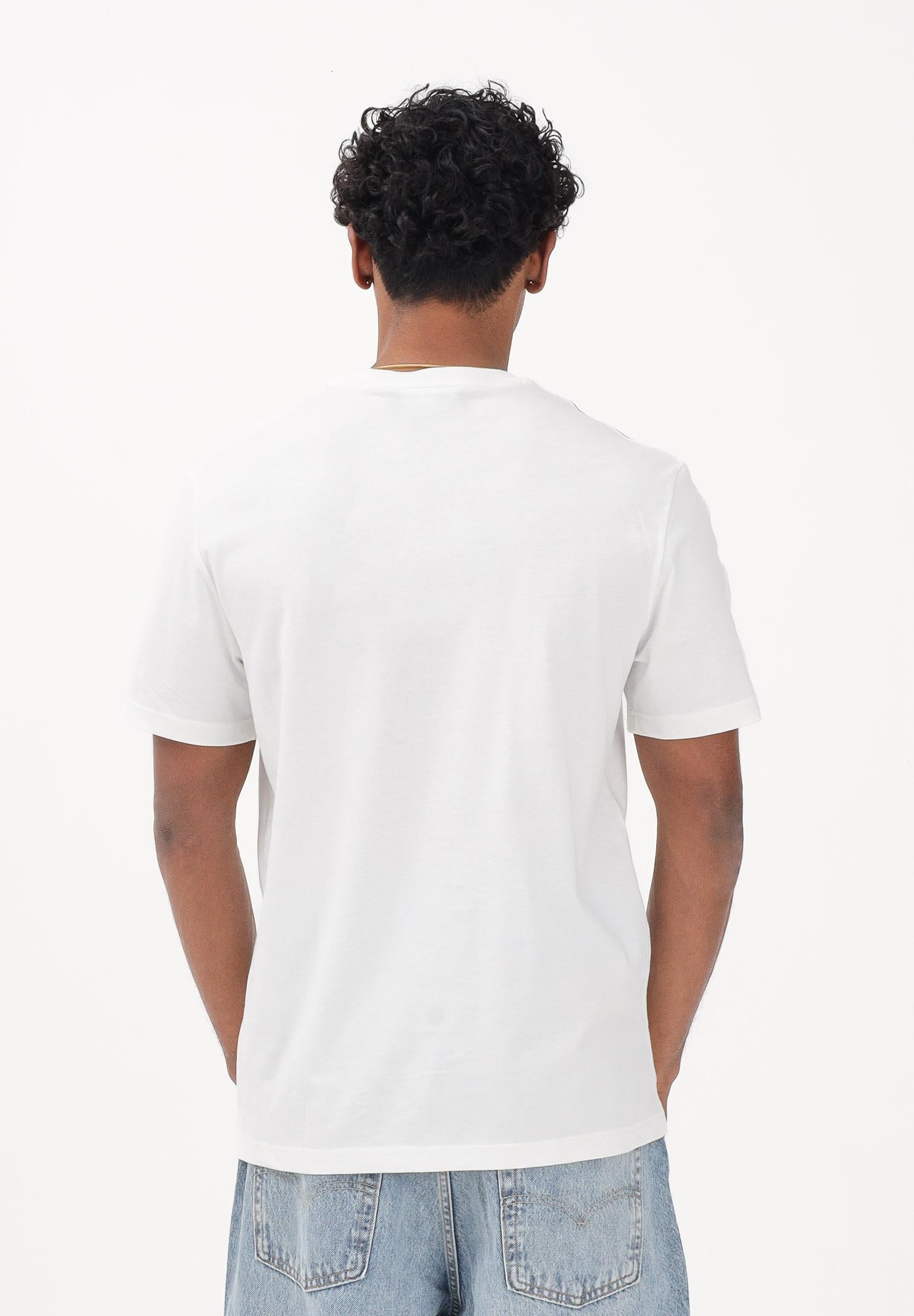 LACOSTE T-shirt a manica corta bianca da uomo con fascia a righe firmata TH0888 70V LACOSTE