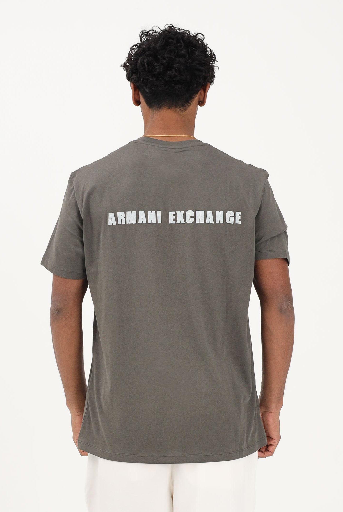ARMANI EXCHANGE T-shirt a manica corta verde fango da uomo con logo XM002509AF10358 U8144 ARMANI EXCHANGE