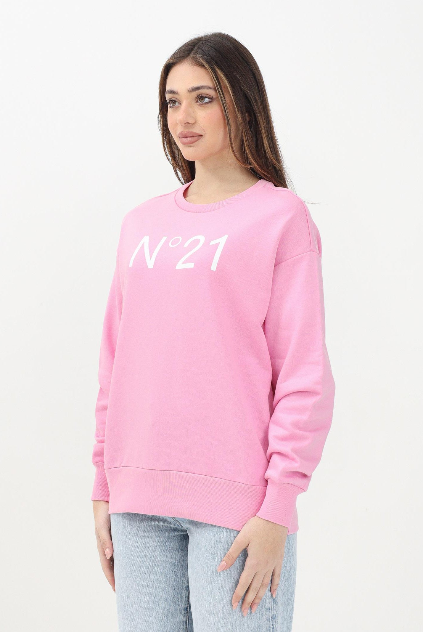 N21 Felpa girocollo rosa per donna, ragazze e bambine con il logo "N°21" stampato N21A23N0154 0N318 N21