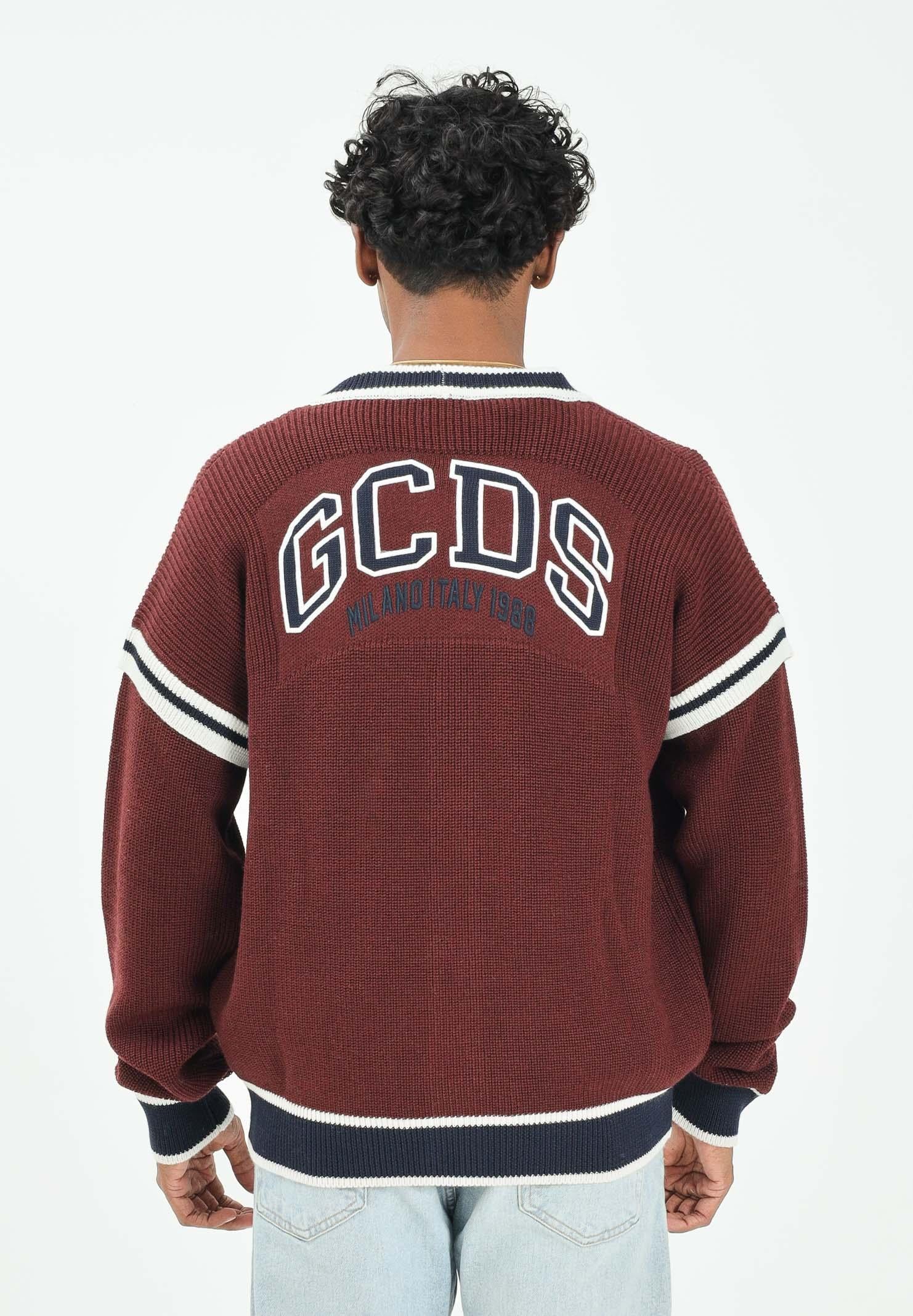 GCDS Cardigan College bordeaux per uomo e donna B2EM1800KI3 49 GCDS
