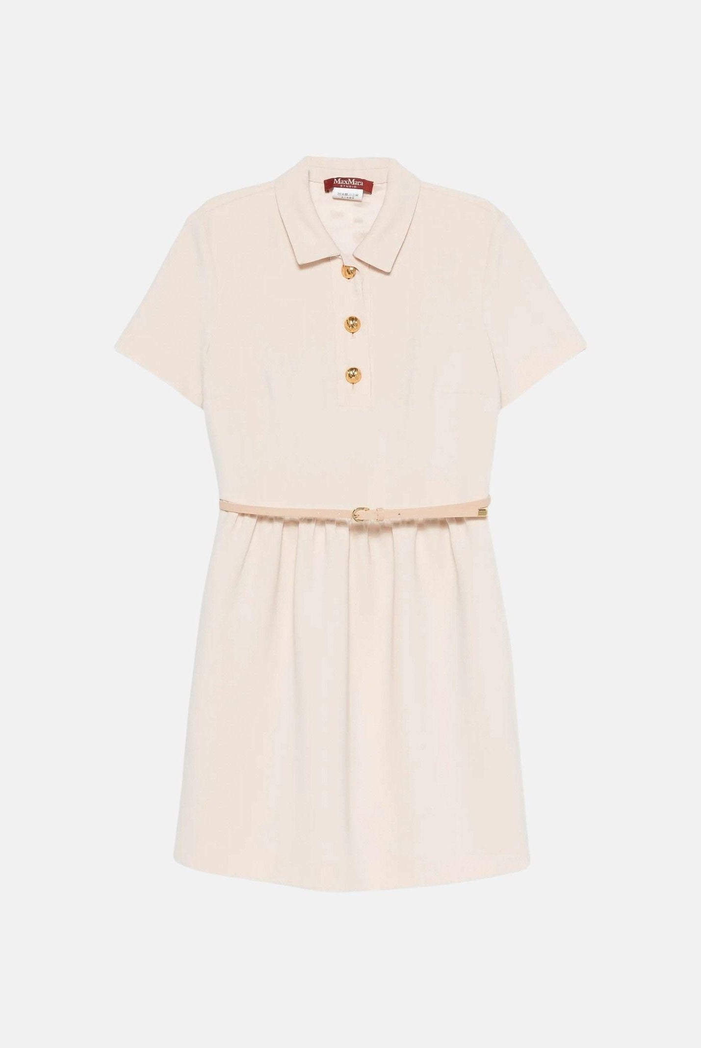MAX MARA abito corto chemisier con cintura color Naturale, bianco crema, da donna. 2626226065600 052 MAX MARA