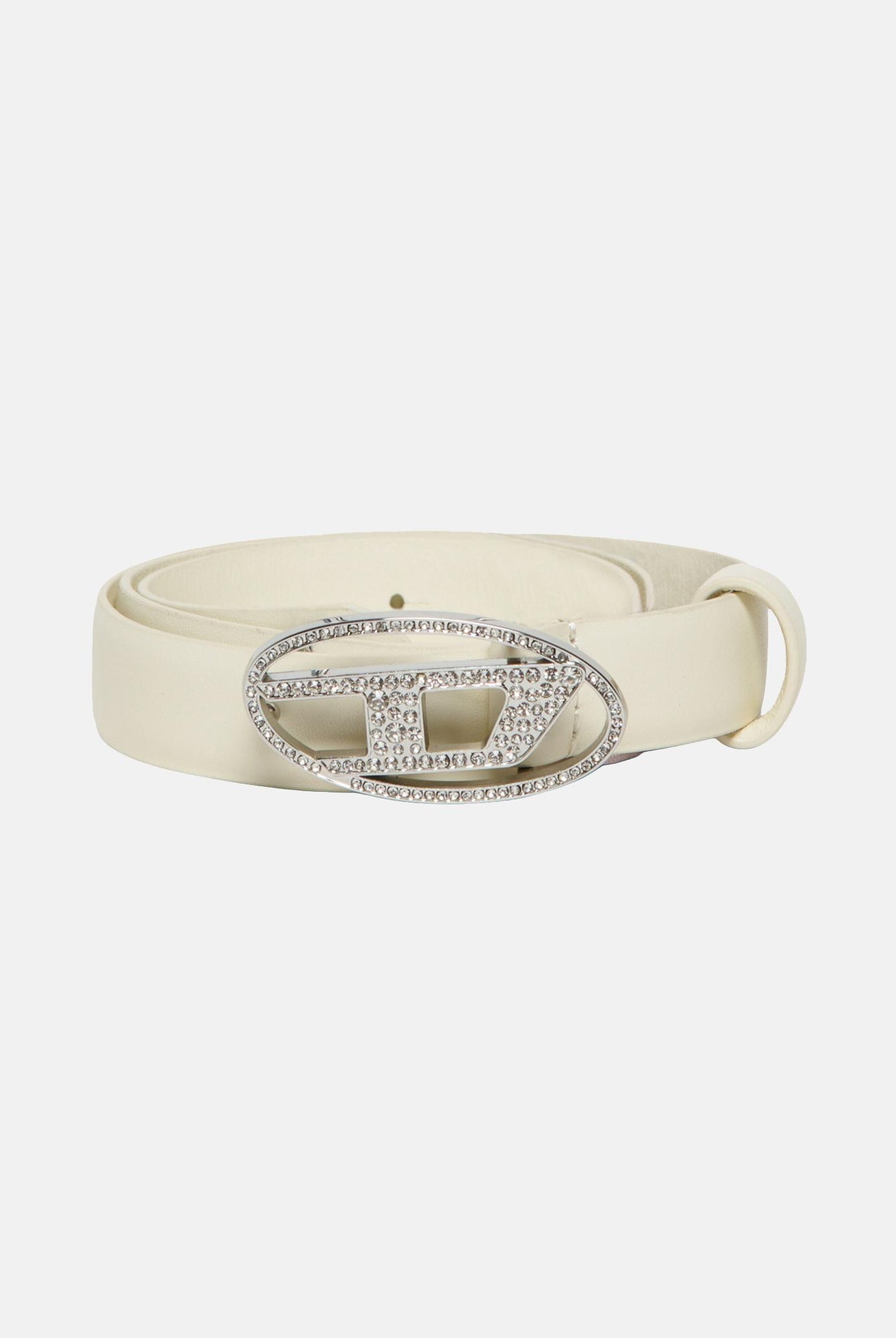 DIESEL Cintura bianca da donna con fibbia impreziosita da strass J02524KXBLR K141 DIESEL