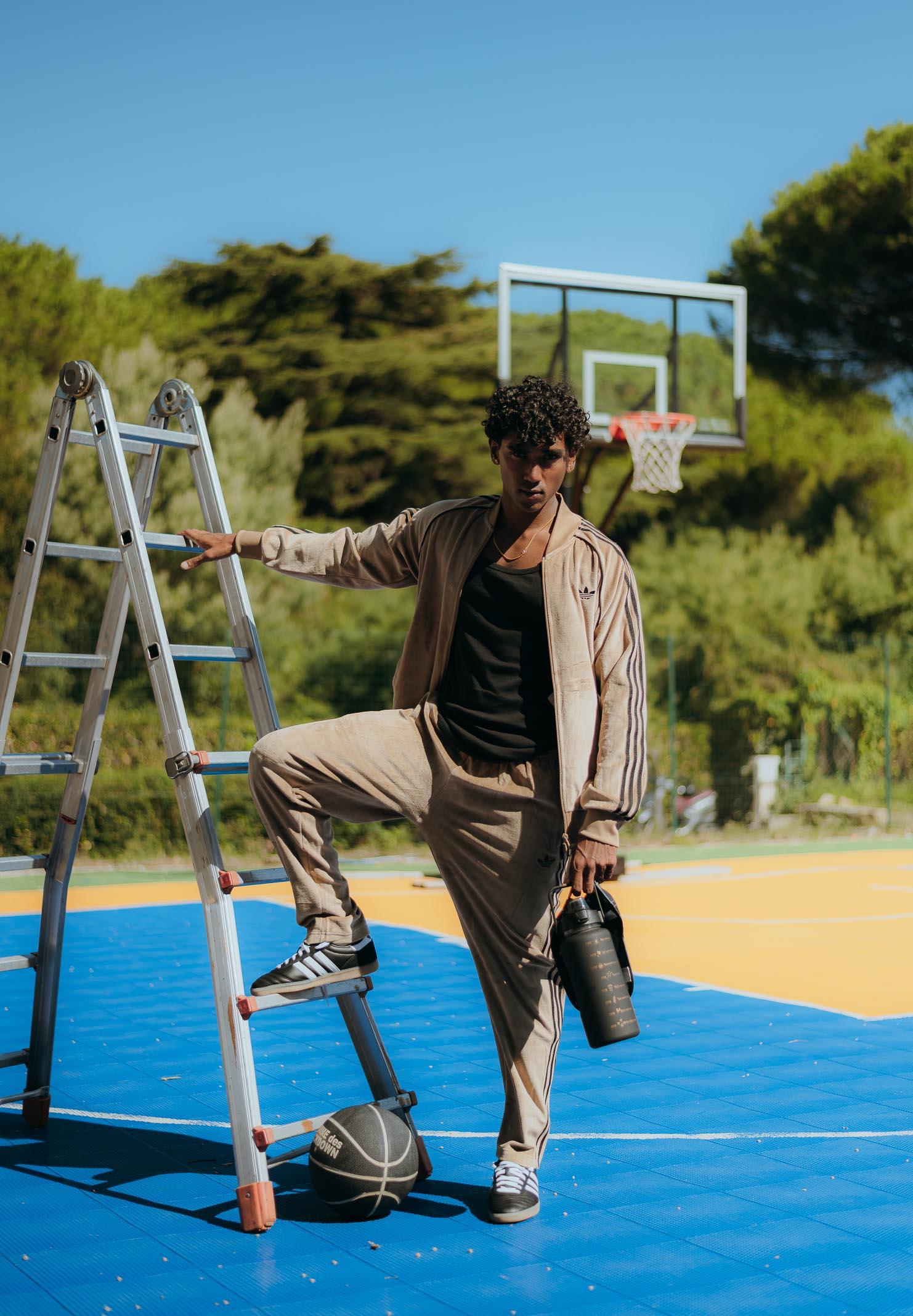 ADIDAS ORIGINALS Felpa con zip SST Adicolor in velour beige da uomo JX1561 ADIDAS ORIGINALS