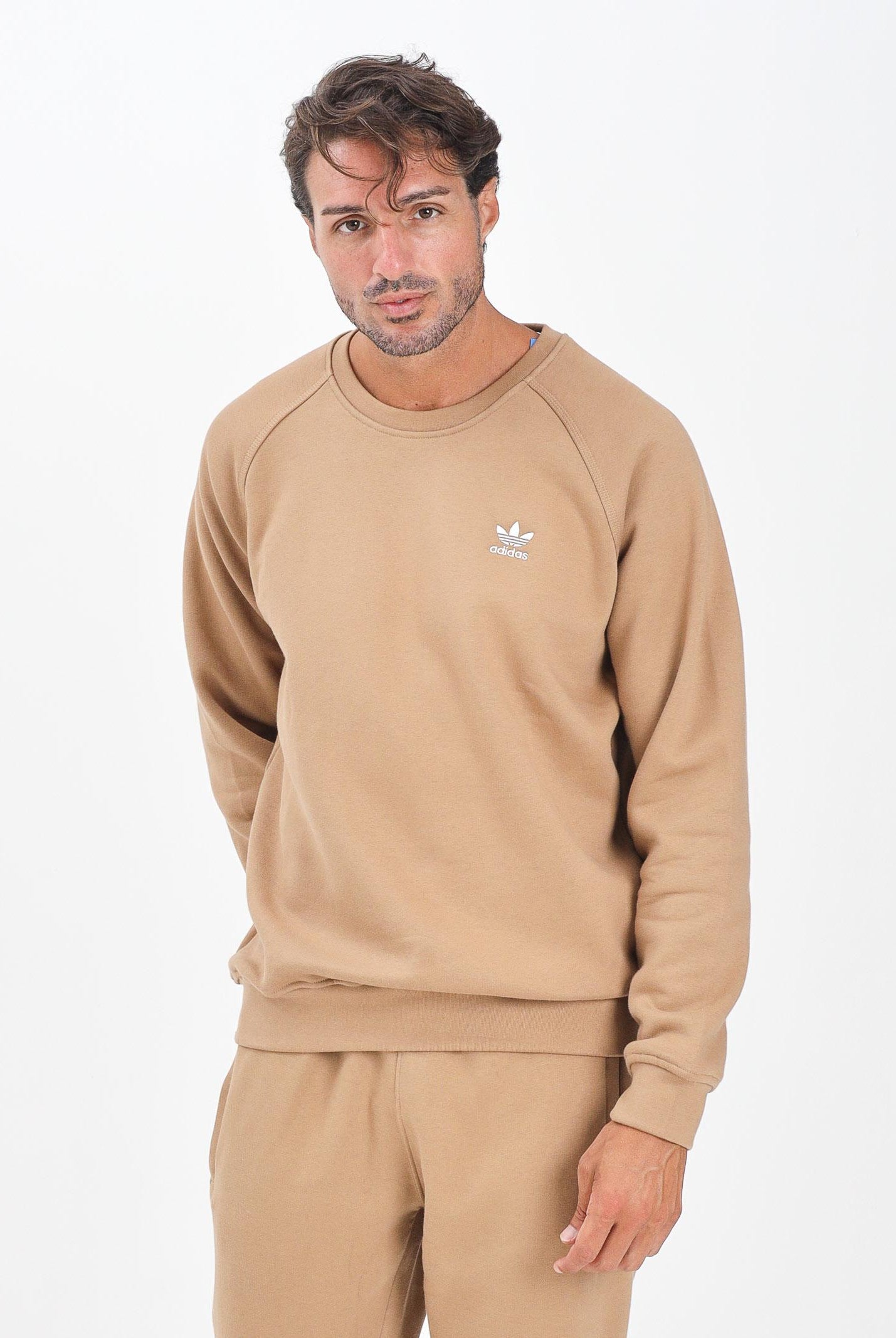 ADIDAS ORIGINALS Felpa girocollo Trefoil Essentials Crew beige da uomo JX2723 ADIDAS ORIGINALS