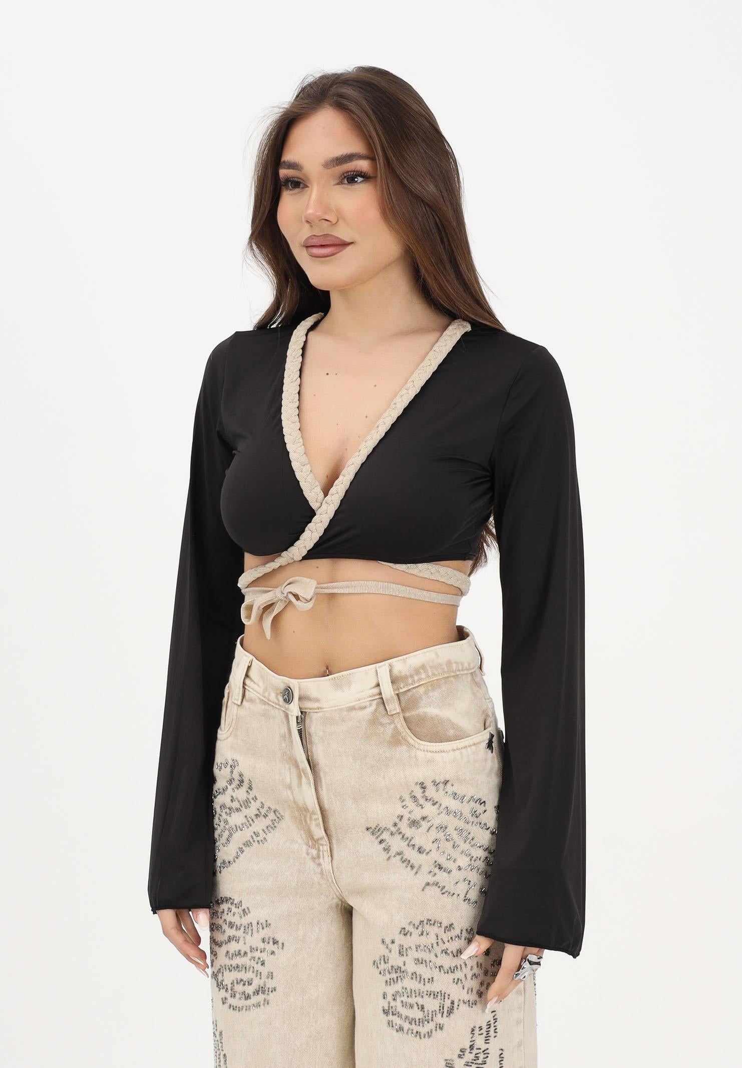 F**K Top nero da donna con intreccio FK26-SW0457BK . F**K